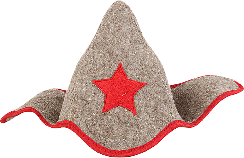 Изображение товара Шапка для бани и сауны ГЛАВБАНЯ Буденовка из серого войлока