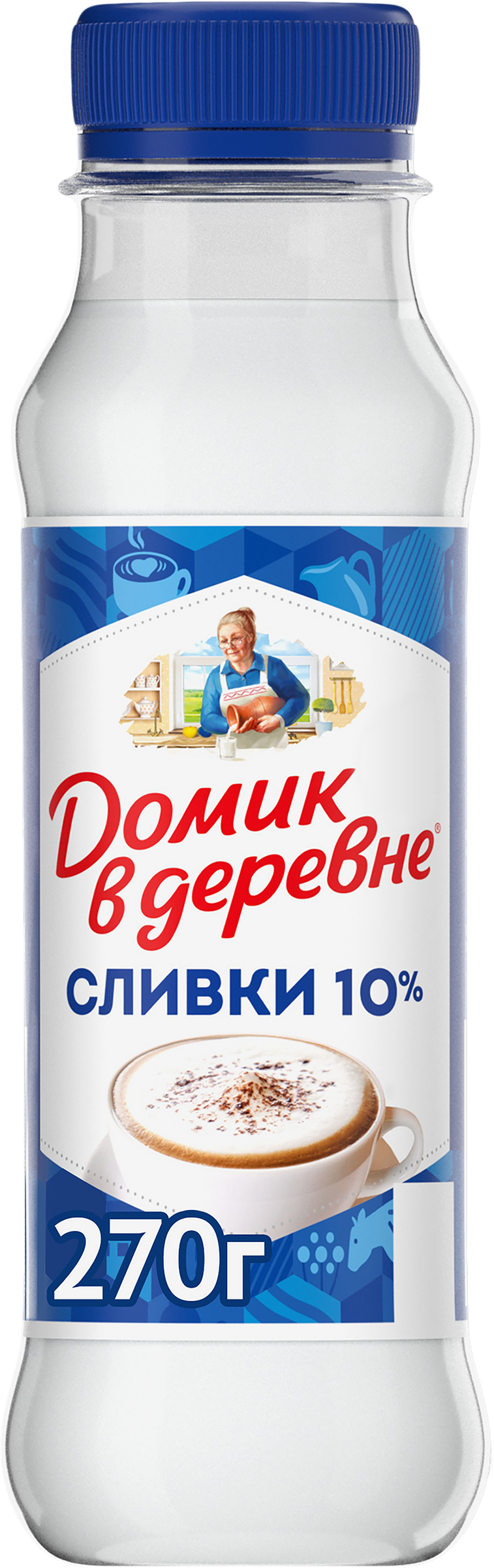Изображение товара Сливки пастеризованные ДОМИК В ДЕРЕВНЕ 10%, без змж, 270г