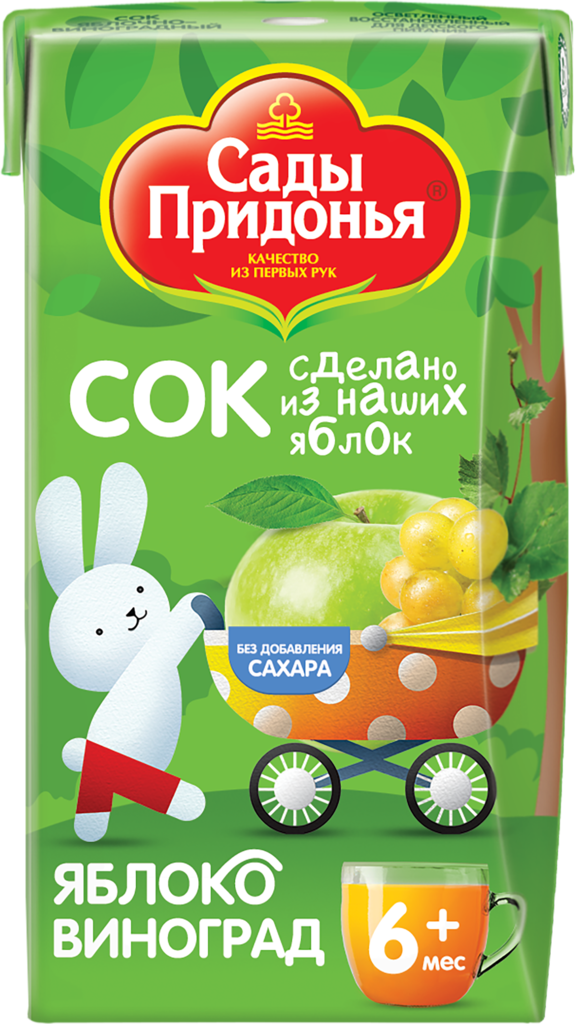 Изображение товара Сок САДЫ ПРИДОНЬЯ Яблоко, виноград, с 6 месяцев, 125мл