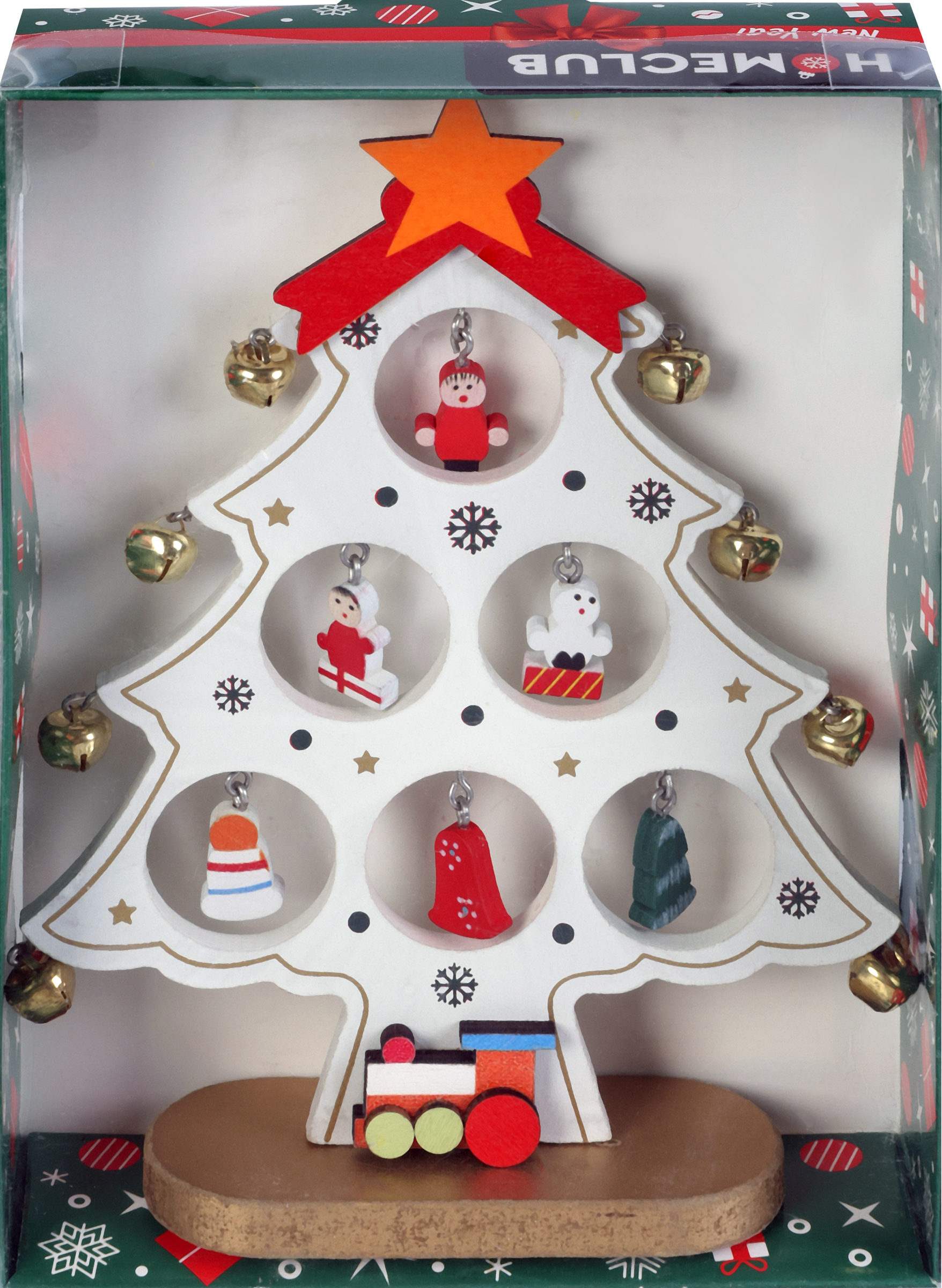 Изображение товара Деревянная елка с игрушками HOMECLUB 19,5 см новогодний сувенир