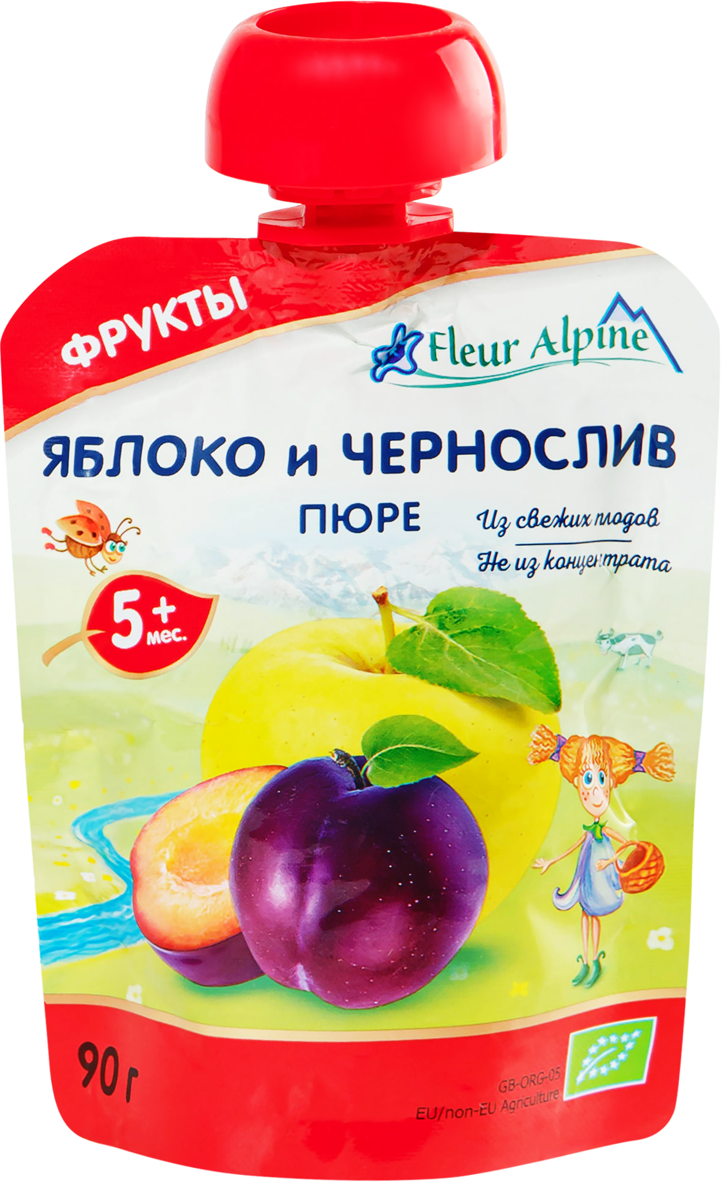 Изображение товара Пюре фруктовое FLEUR ALPINE Яблоко и чернослив Organic, с 5 месяцев, 90г