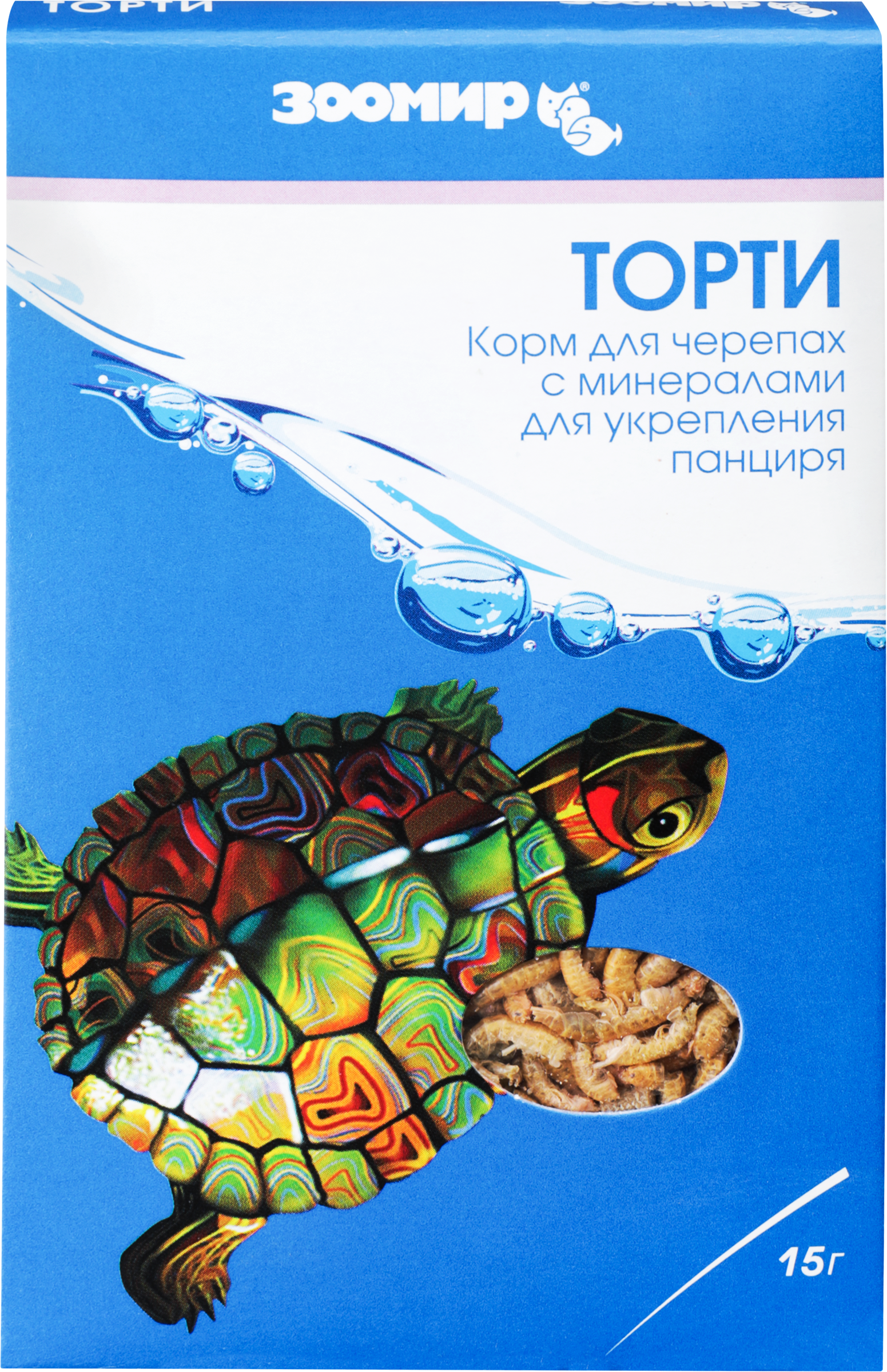 Изображение товара Корм для черепах ЗООМИР Торти 15г сухой корм для рептилий и водных животных