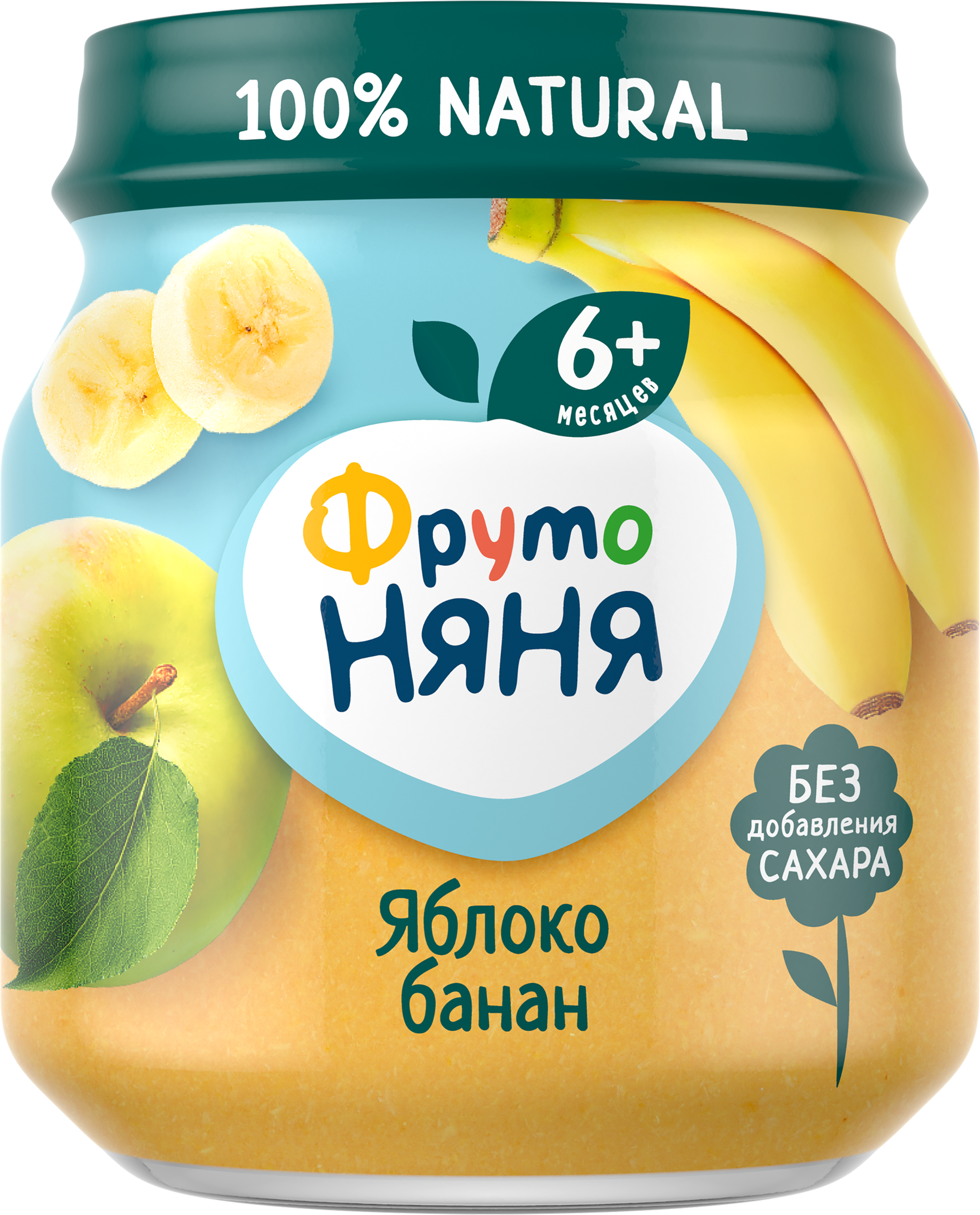 Изображение товара Пюре фруктовое ФРУТОНЯНЯ Яблоко и банан, с 6 месяцев, 100г