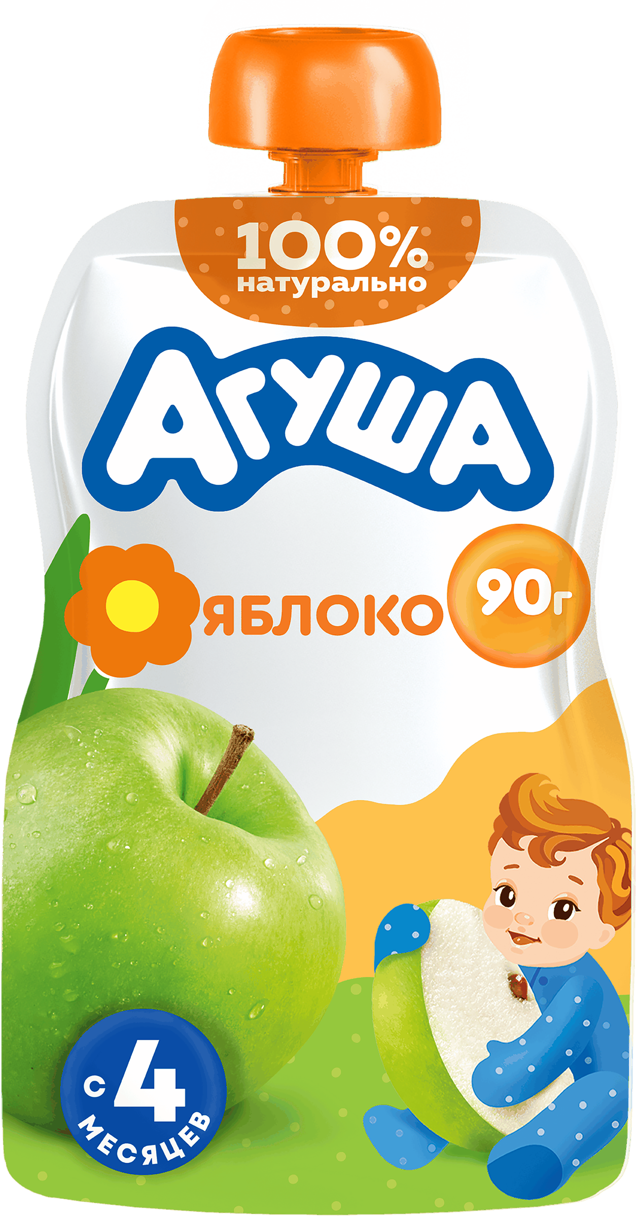 Изображение товара Пюре фруктовое детское Агуша Яблоко, с 4 месяцев, 90г