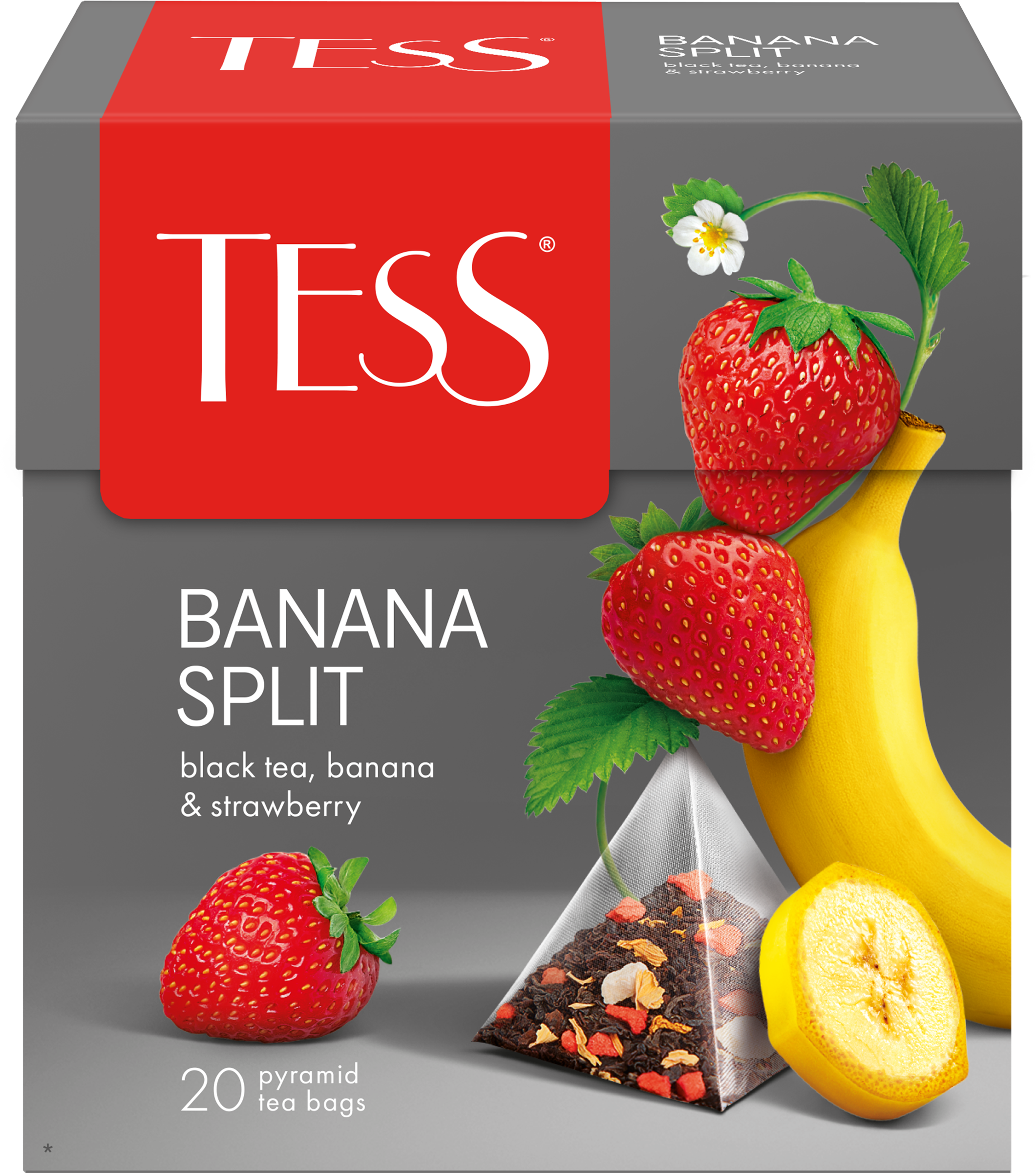 Изображение товара Чай черный TESS Banana Split 20 пакетиков с ароматами клубники и банана