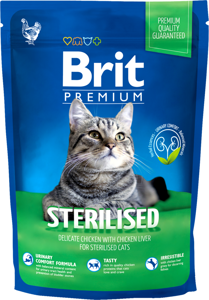 Изображение товара Корм сухой для взрослых кошек BRIT Premium Cat Sterilized с курицей, для 
кастрированных и стерилизованных, 800г