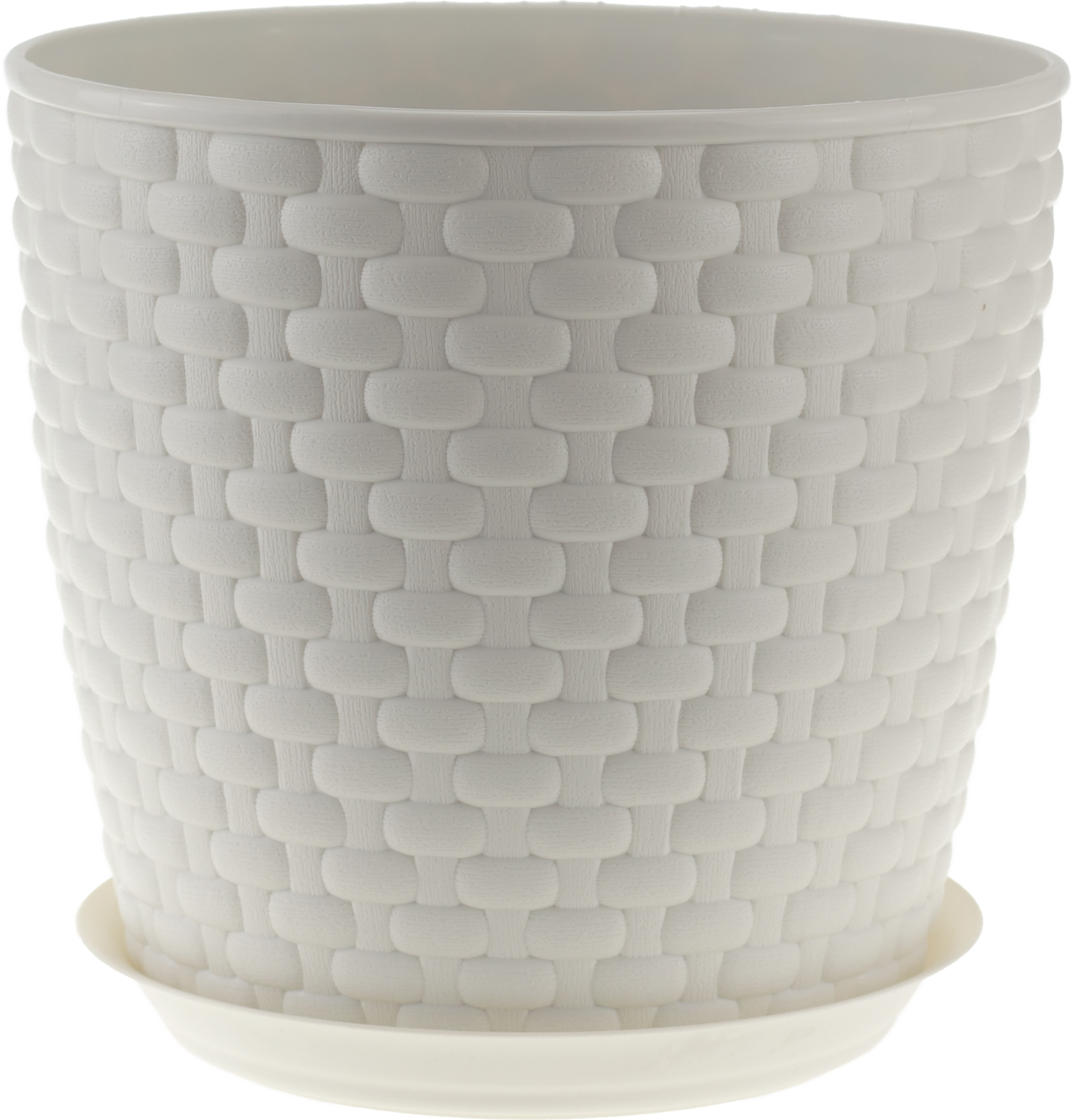 Изображение товара Кашпо комплект с поддоном Ротанг IDEA d=155мм белое