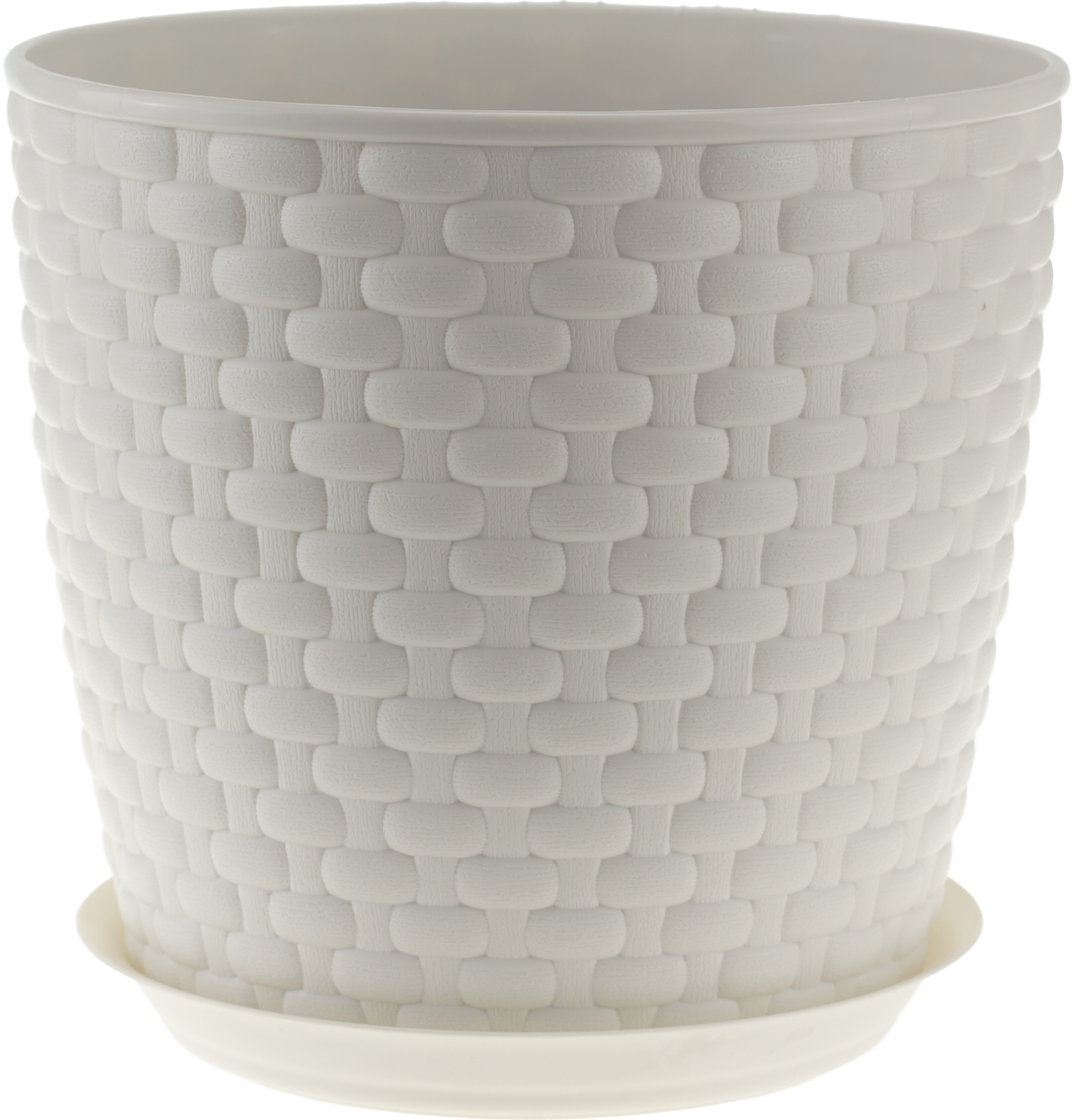 Изображение товара Кашпо с поддоном IDEA Ротанг 180 мм белое 3л для цветов и растений