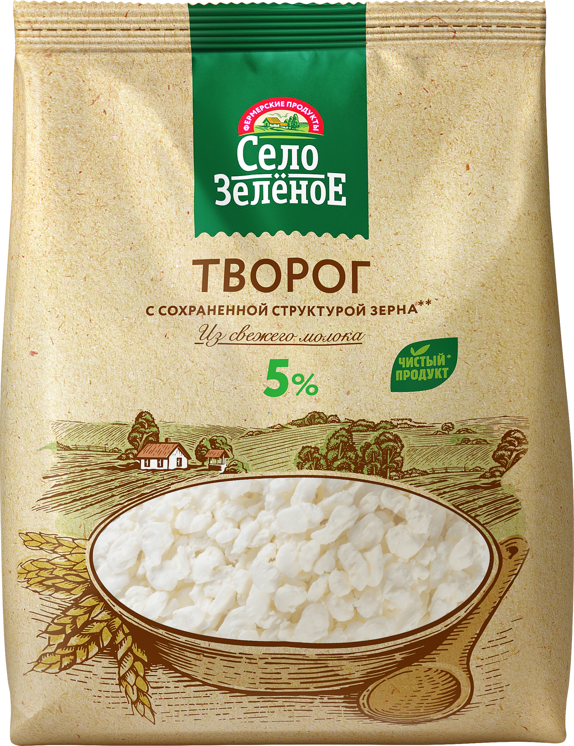 Изображение товара Творог СЕЛО ЗЕЛЕНОЕ 5%, без змж, 500г