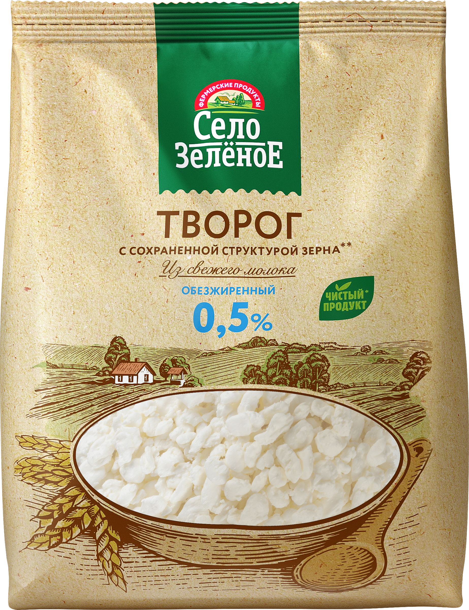 Изображение товара Творог СЕЛО ЗЕЛЕНОЕ обезжиренный, без змж, 500г
