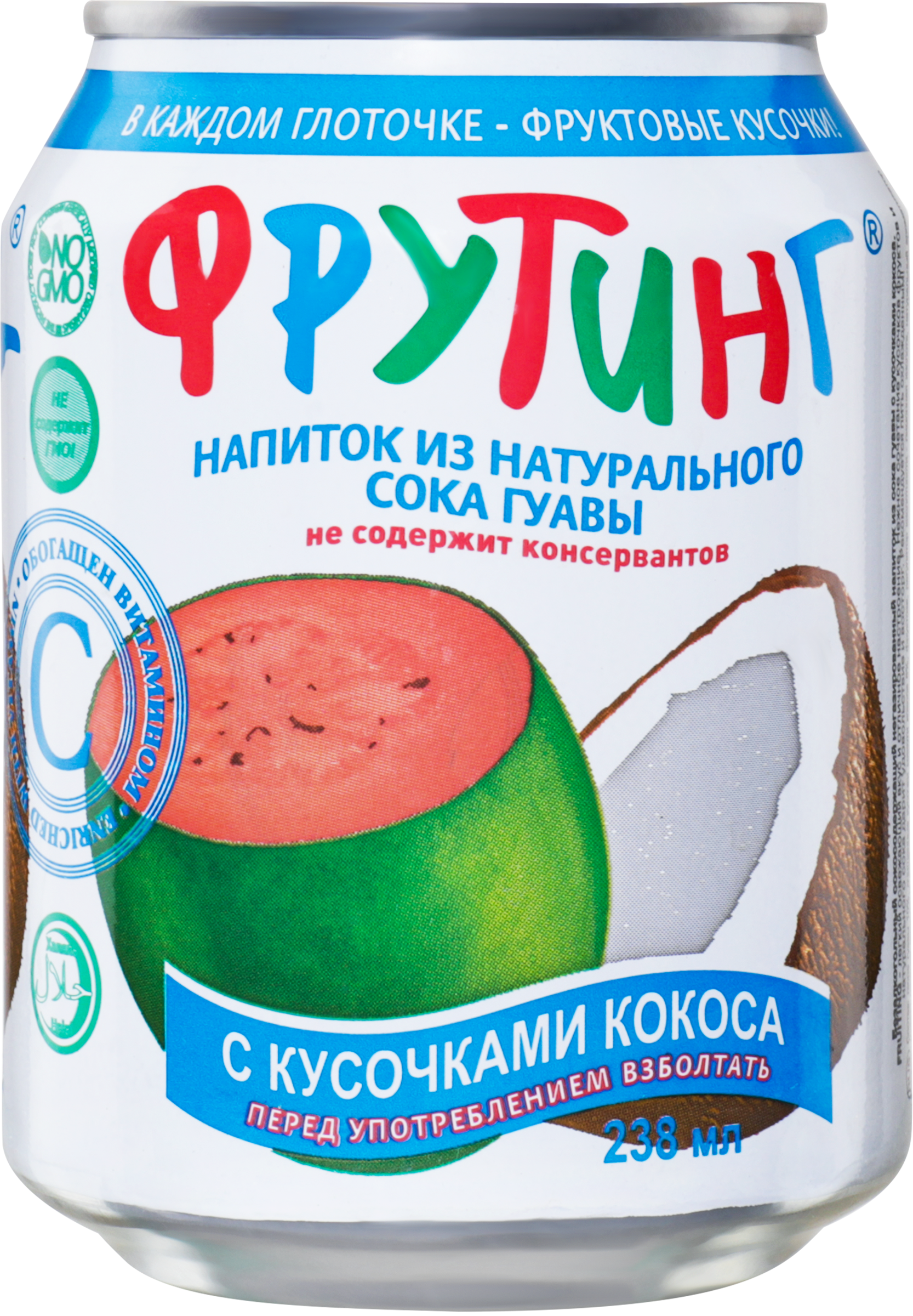Изображение товара Напиток FRUITING из сока гуавы с кусочками кокоса негазированный, 0.238л