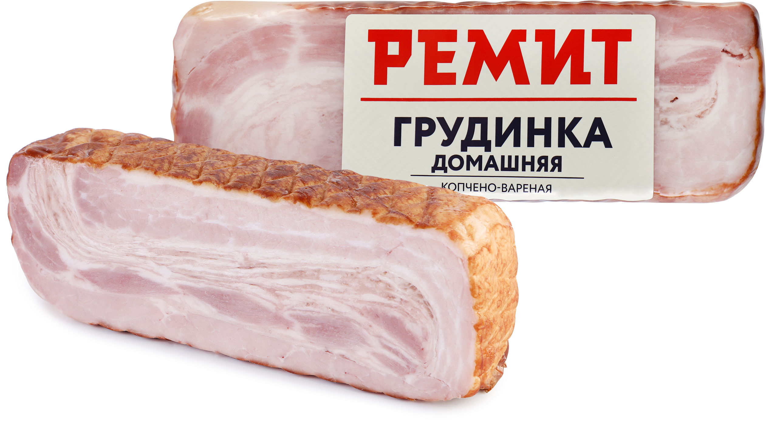 Изображение товара Грудинка копчено-вареная РЕМИТ Домашняя 390г - категория В