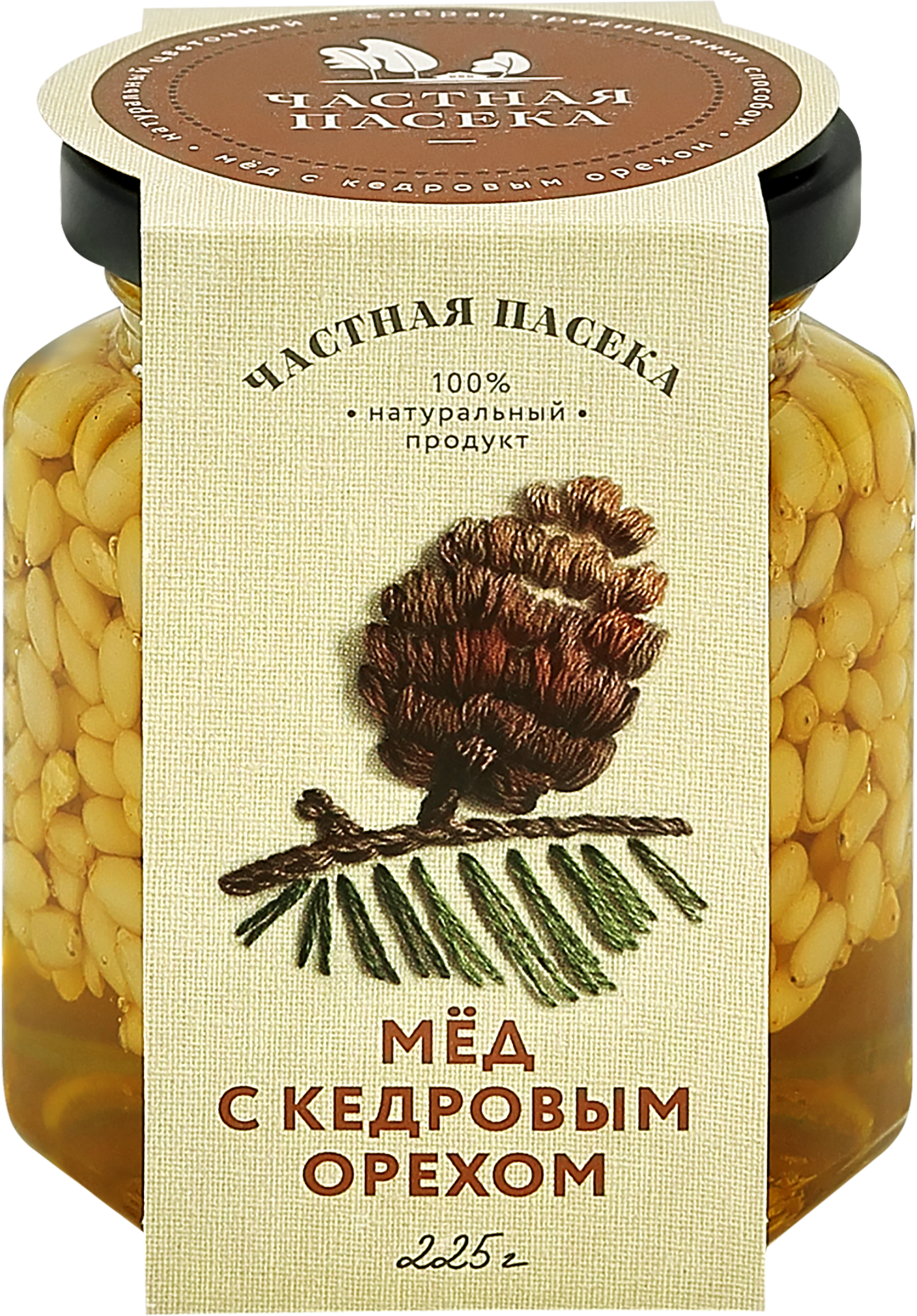 Изображение товара Мед с кедровым орехом 225г натуральный, полезный и вкусный продукт