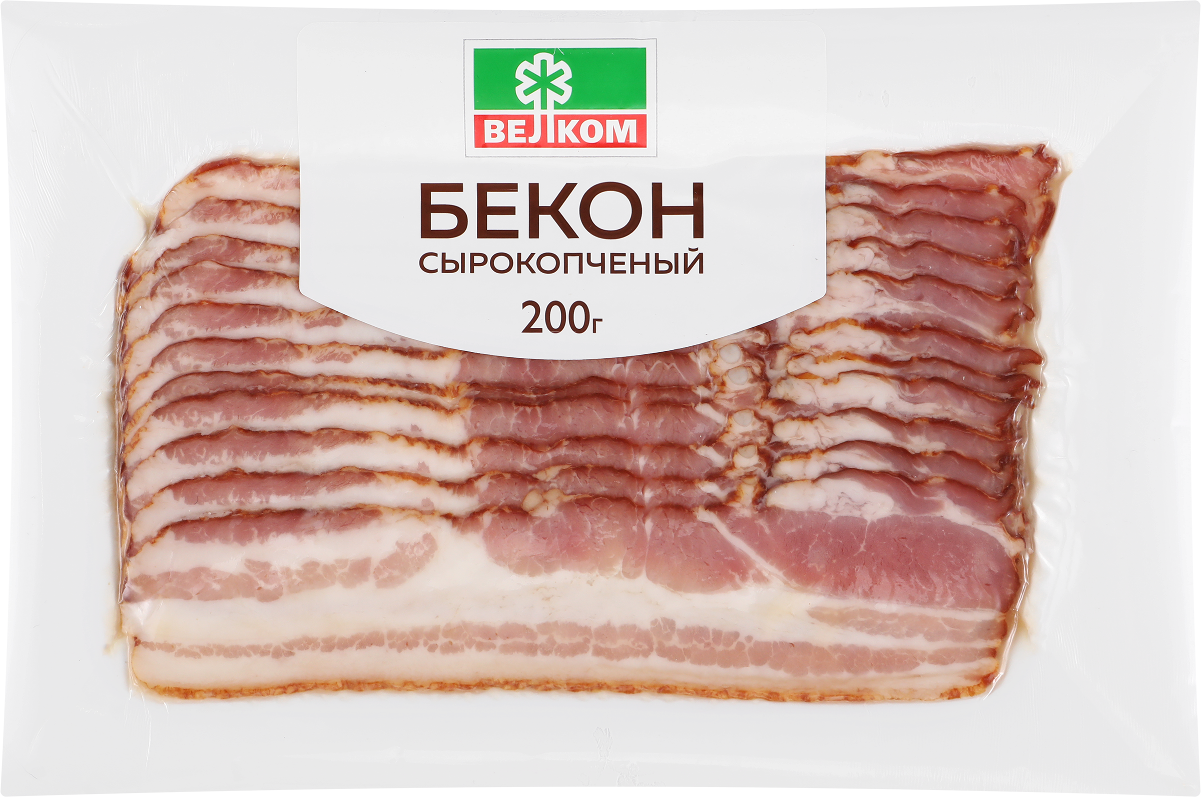 Изображение товара Бекон сырокопченый ВЕЛКОМ, нарезка, 200г
