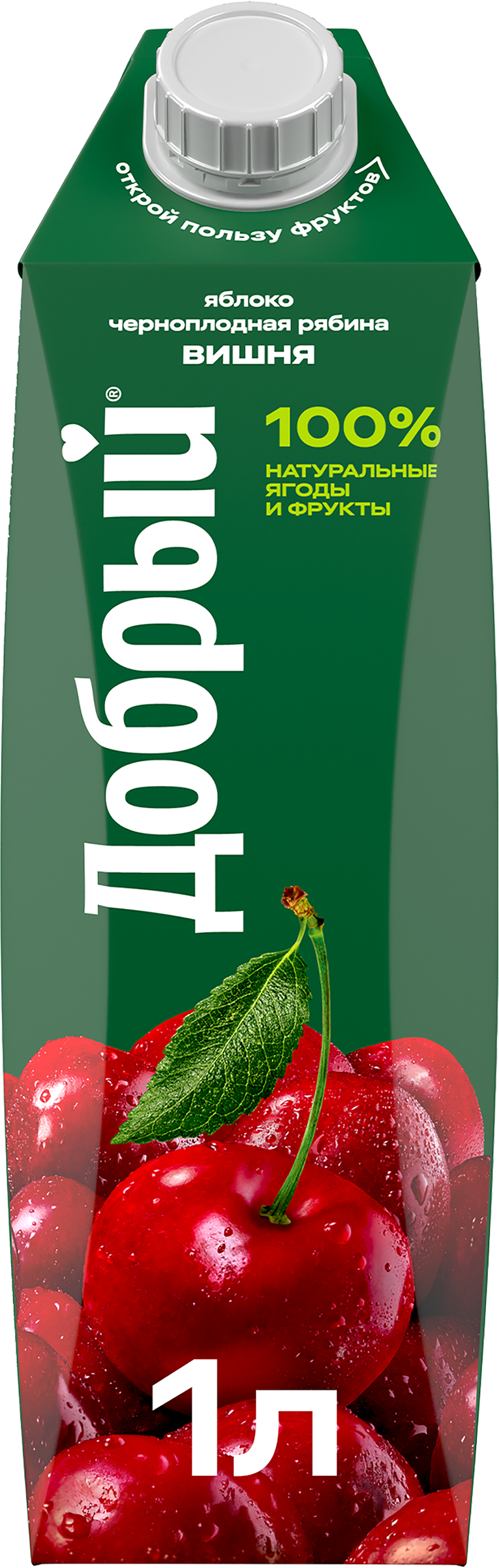 Изображение товара Нектар ДОБРЫЙ Яблоко, черноплодная рябина, вишня 1л натуральный фруктовый напиток