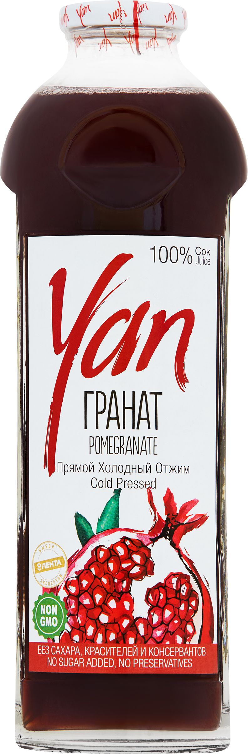 Изображение товара Натуральный гранатовый сок YAN 0.93л без добавок и красителей