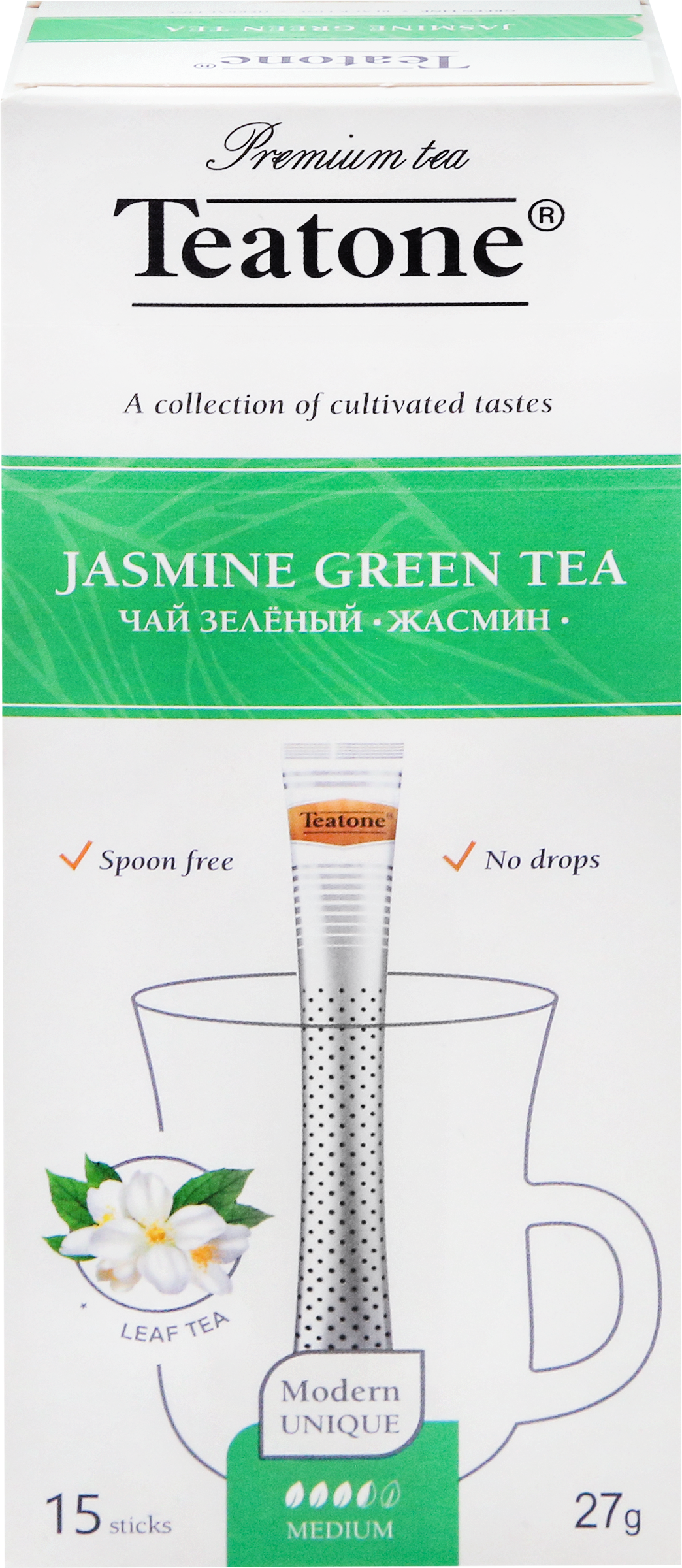Изображение товара Чай зеленый TEATONE с ароматом жасмина, 15пак - качество и вкус