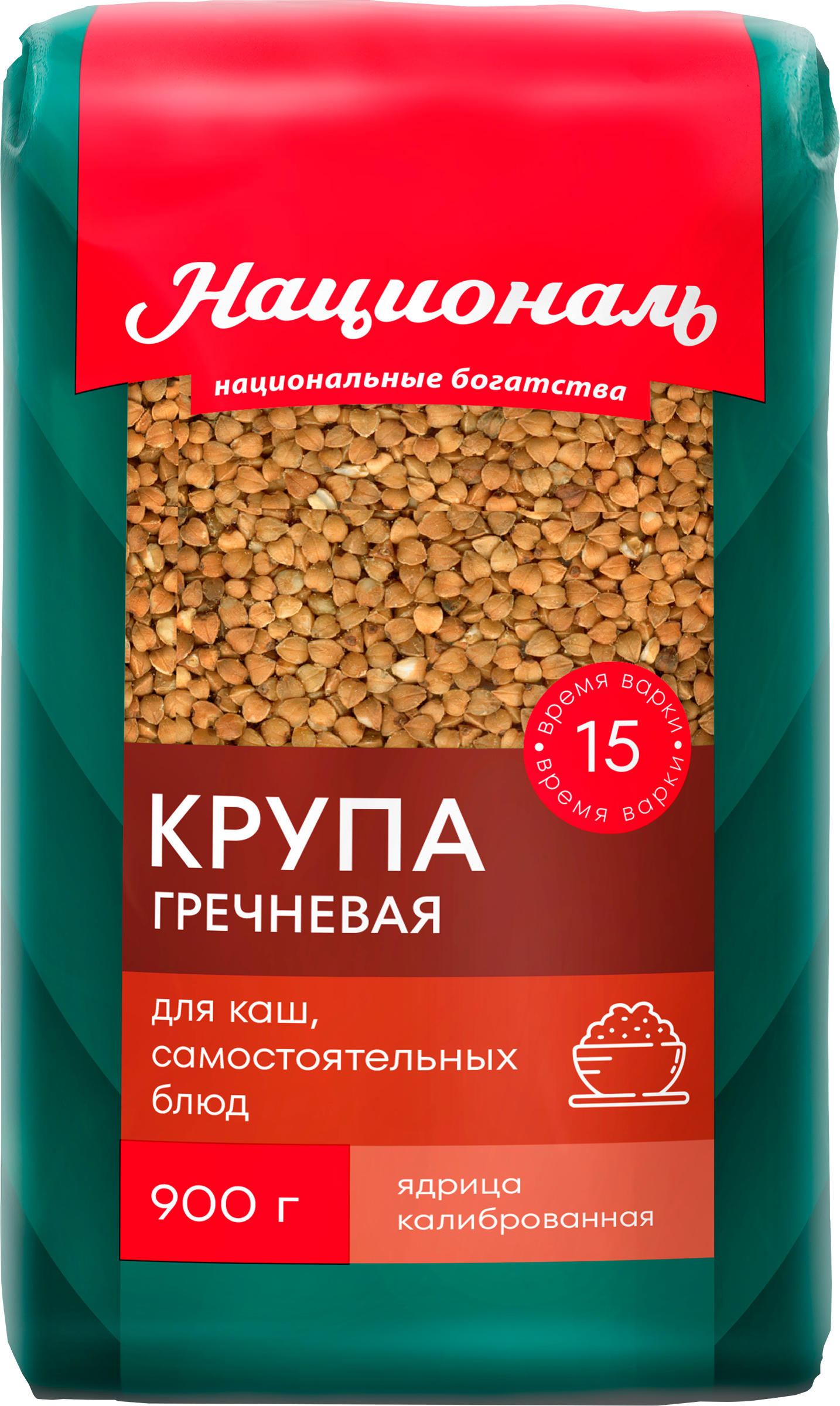 Изображение товара Крупа гречневая НАЦИОНАЛЬ ядрица, быстроразваривающаяся 1-й сорт, 900г