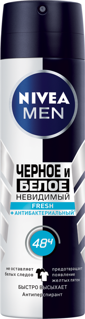 Изображение товара Антиперспирант-спрей мужской NIVEA MEN Fresh Черное и Белое Невидимая защита, 130мл