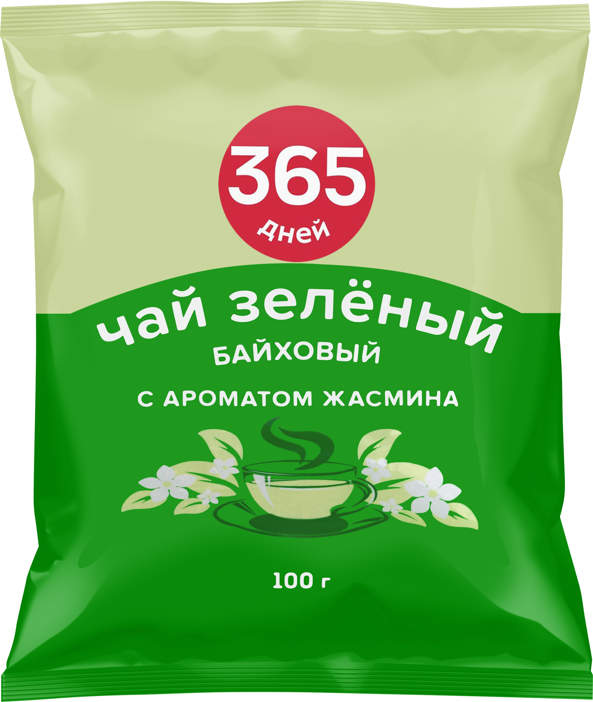 Изображение товара Чай зеленый 365 ДНЕЙ Китайский с ароматом жасмина байховый листовой, 100г