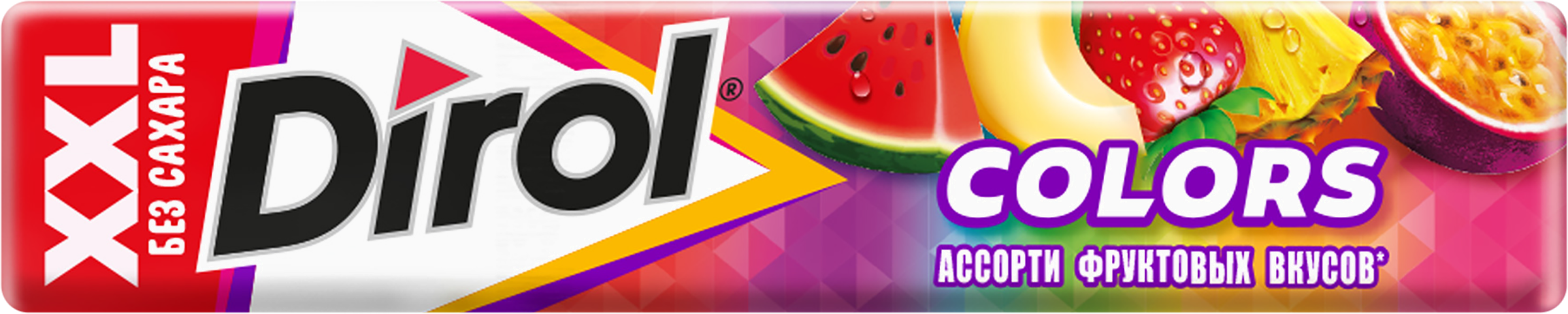 Изображение товара Жевательная резинка DIROL Colors XXL ассорти фруктовых вкусов 19Г
