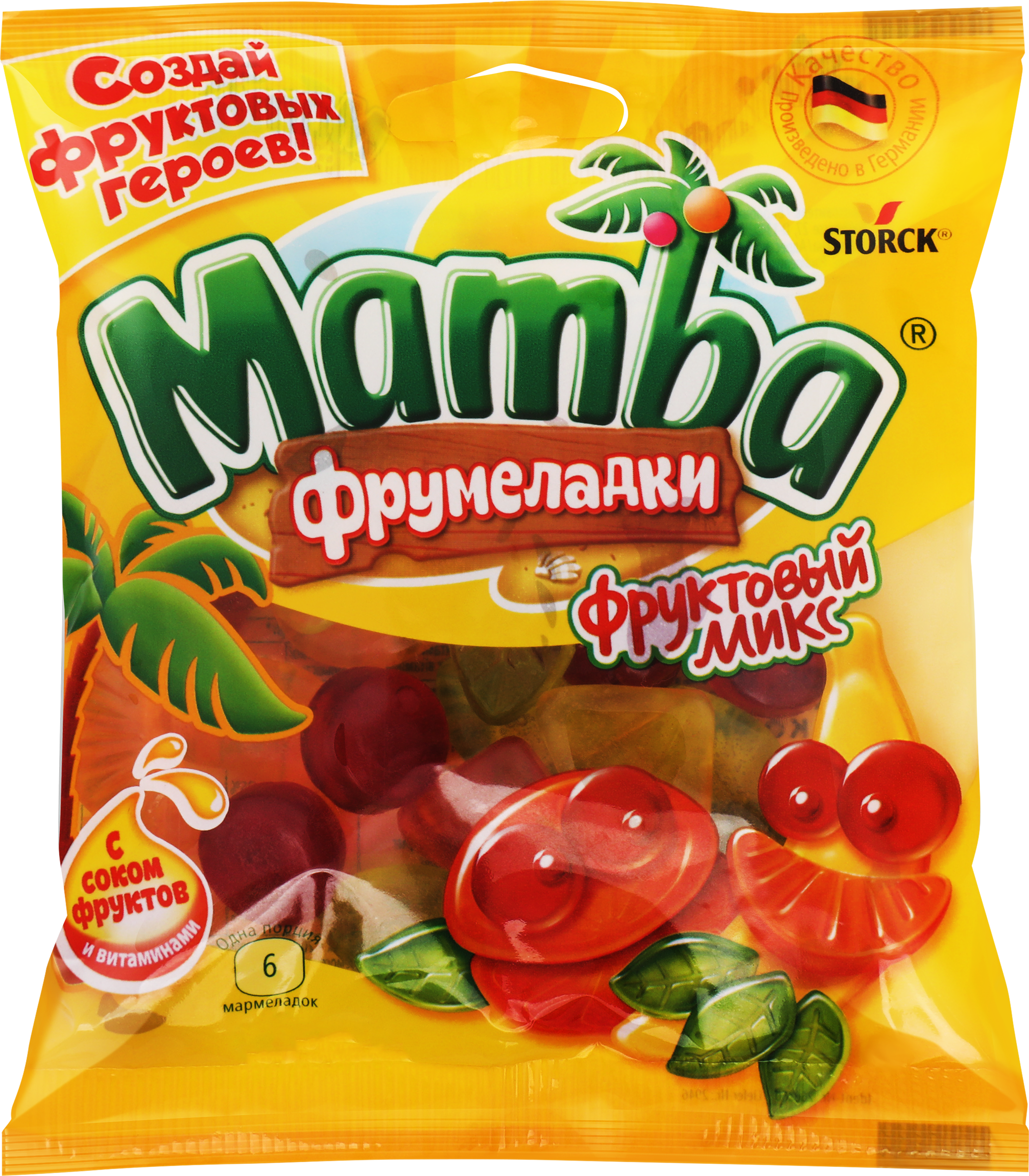 Изображение товара Мармелад жевательный MAMBA Фрумеладки Фруктовый микс 72г, без красителей, для детей
