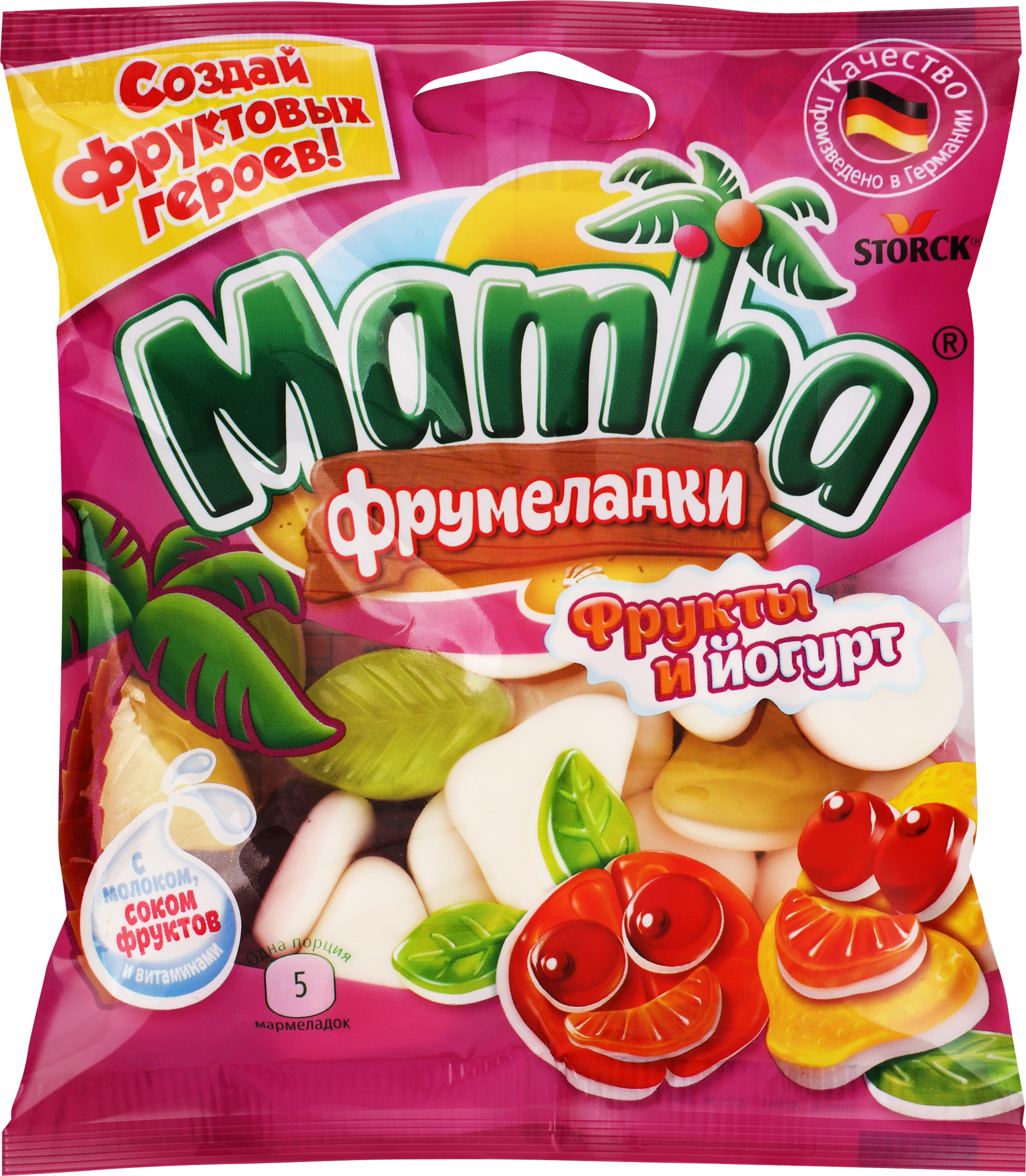 Изображение товара Мармелад жевательный MAMBA Фрумеладки Фрукты и йогурт, 72г
