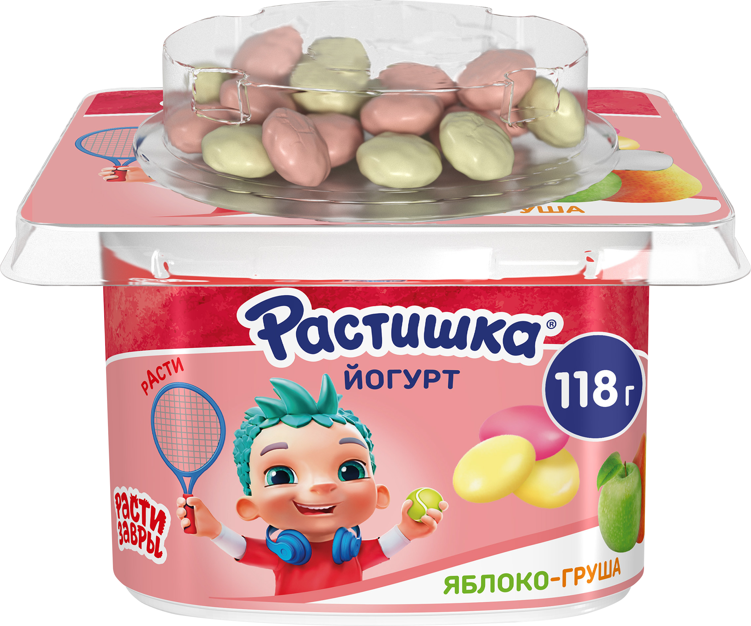 Изображение товара Йогурт для детей РАСТИШКА Яблоко, груша с печеньем 3%, без змж, 118г
