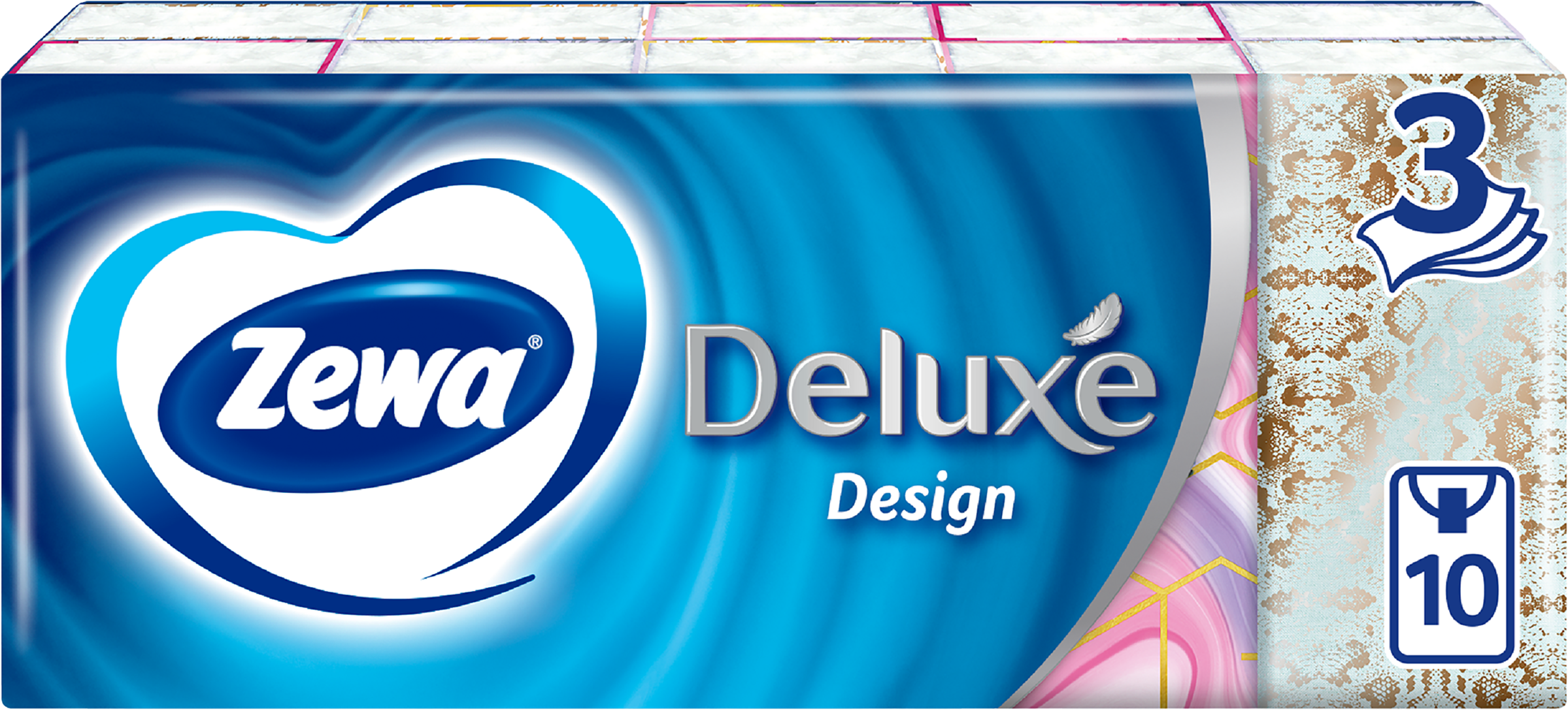 Изображение товара Платочки бумажные носовые ZEWA Deluxe Design 3-слоя, 10x10шт