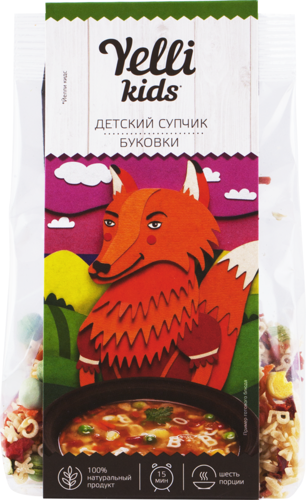 Изображение товара Супчик YELLI Kids Буковки 80г смесь для приготовления детский суп с буквами Россия