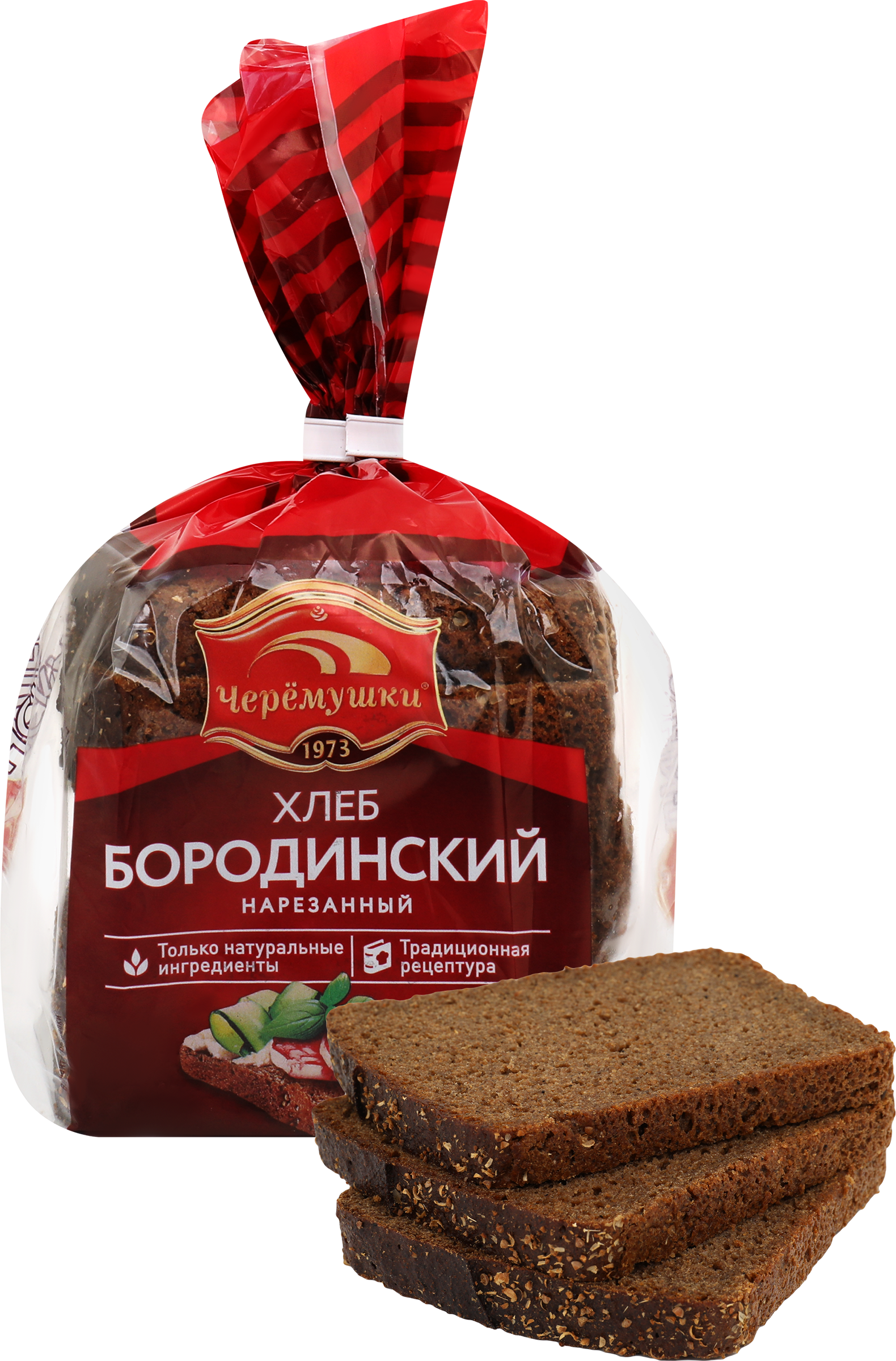 Изображение товара Бородинский хлеб ЧЕРЕМУШКИ в нарезке 390 г натуральный по ГОСТу
