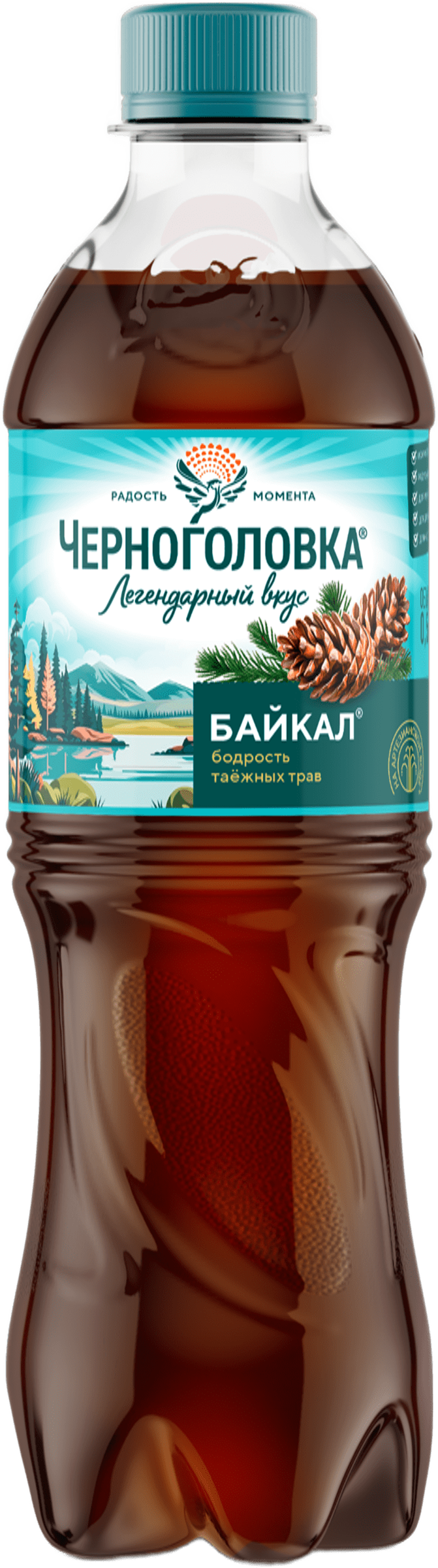 Изображение товара Газированный лимонад ЧЕРНОГОЛОВКА Байкал 0.5л с ароматами лимона эвкалипта и кардамона