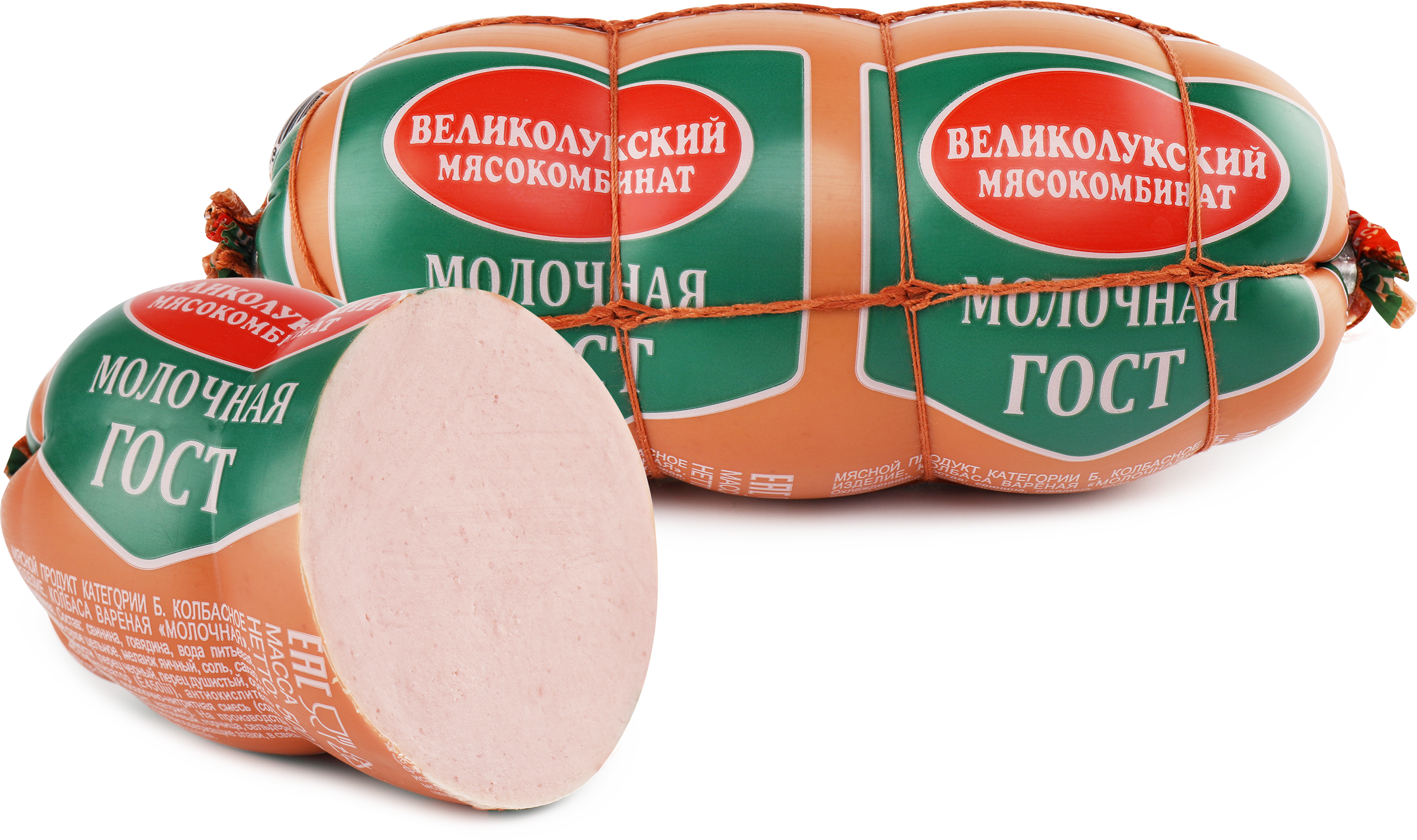 Изображение товара Колбаса вареная МК ВЕЛИКОЛУКСКИЙ Молочная ГОСТ в обвязке, 500г