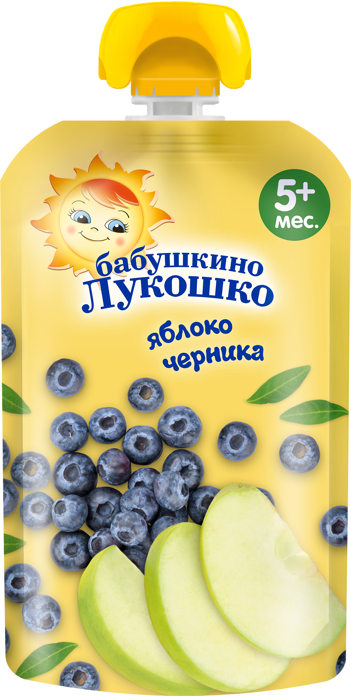 Изображение товара Пюре фруктово-ягодное БАБУШКИНО ЛУКОШКО Яблоко-черника 90г с 5 месяцев