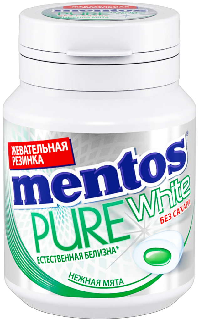 Изображение товара Жевательная резинка MENTOS Pure white со вкусом нежной мяты, 54г