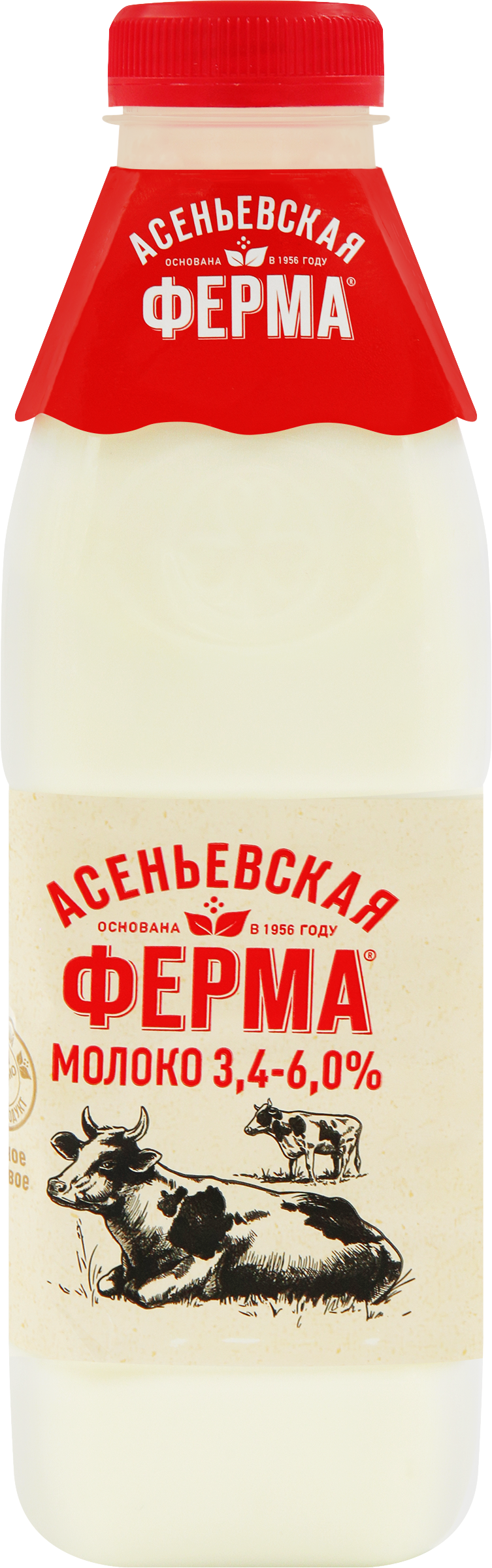 Изображение товара Молоко пастеризованное АСЕНЬЕВСКАЯ ФЕРМА 3,4–6%, без змж, 900мл