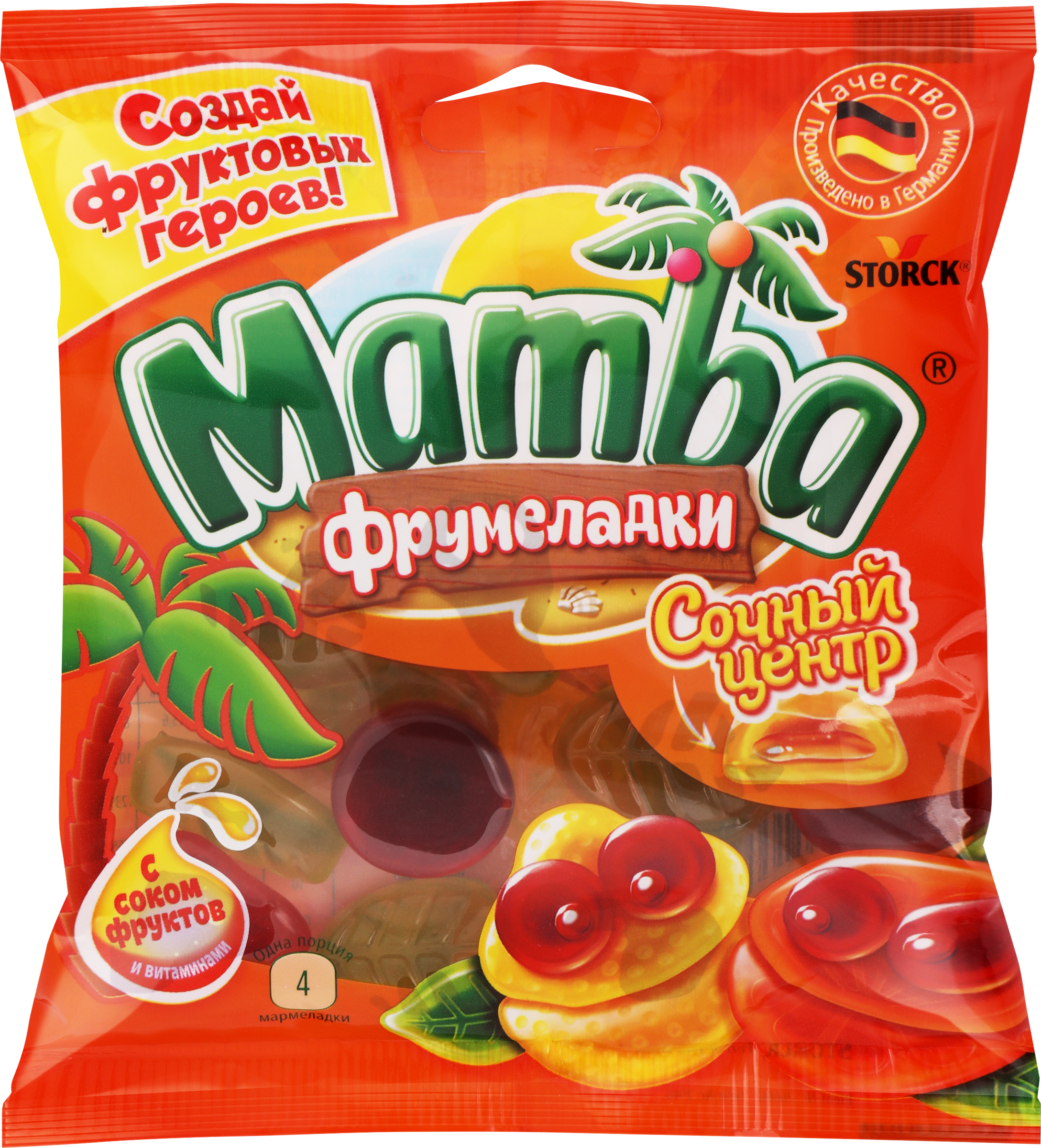 Изображение товара Мармелад жевательный MAMBA Фрумеладки с сочным центром 70г для детей и взрослых