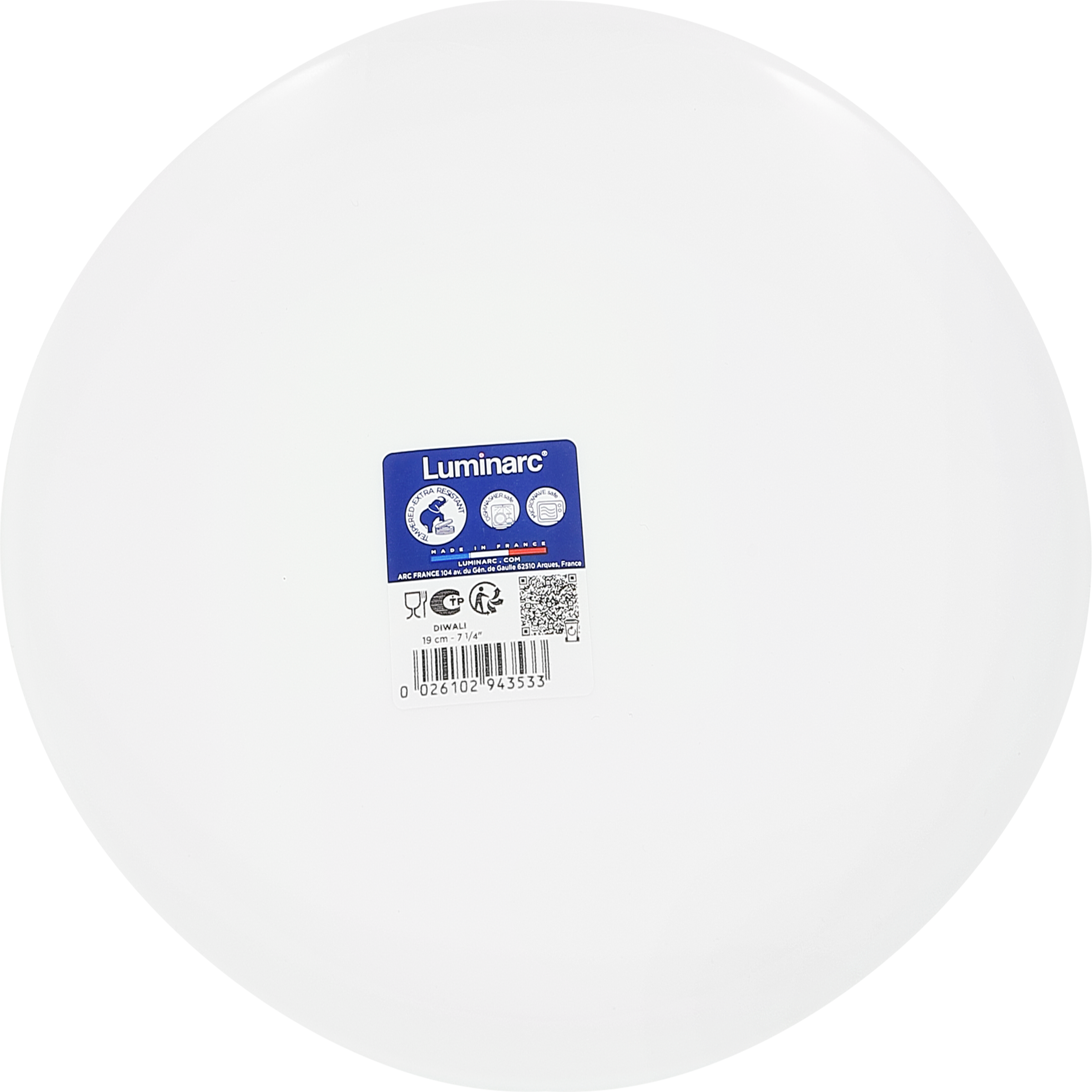 Изображение товара Тарелка десертная LUMINARC Diwali White 19см, стекло, в ассортименте