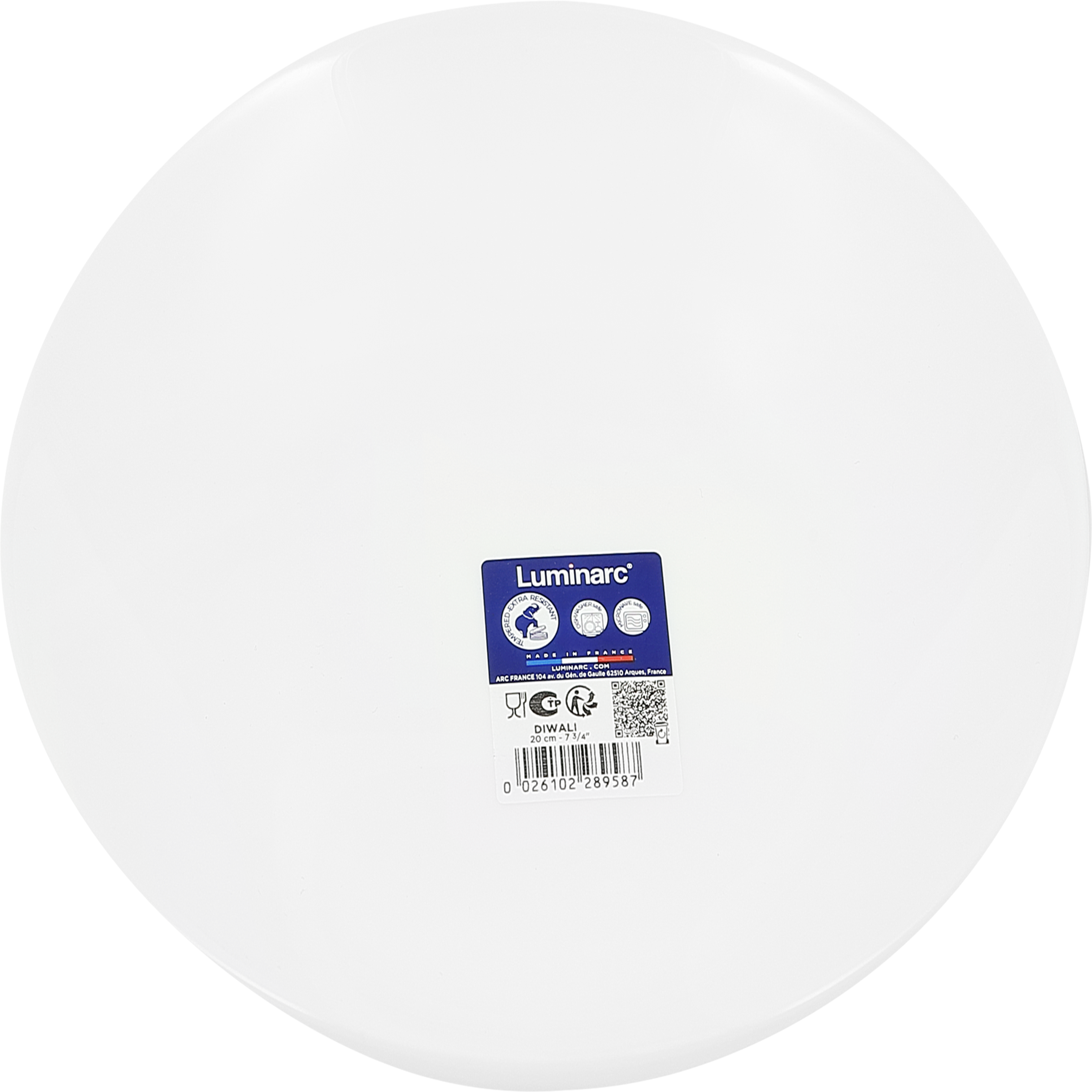 Изображение товара Тарелка суповая LUMINARC Diwali White 20см стекло для сервировки белая