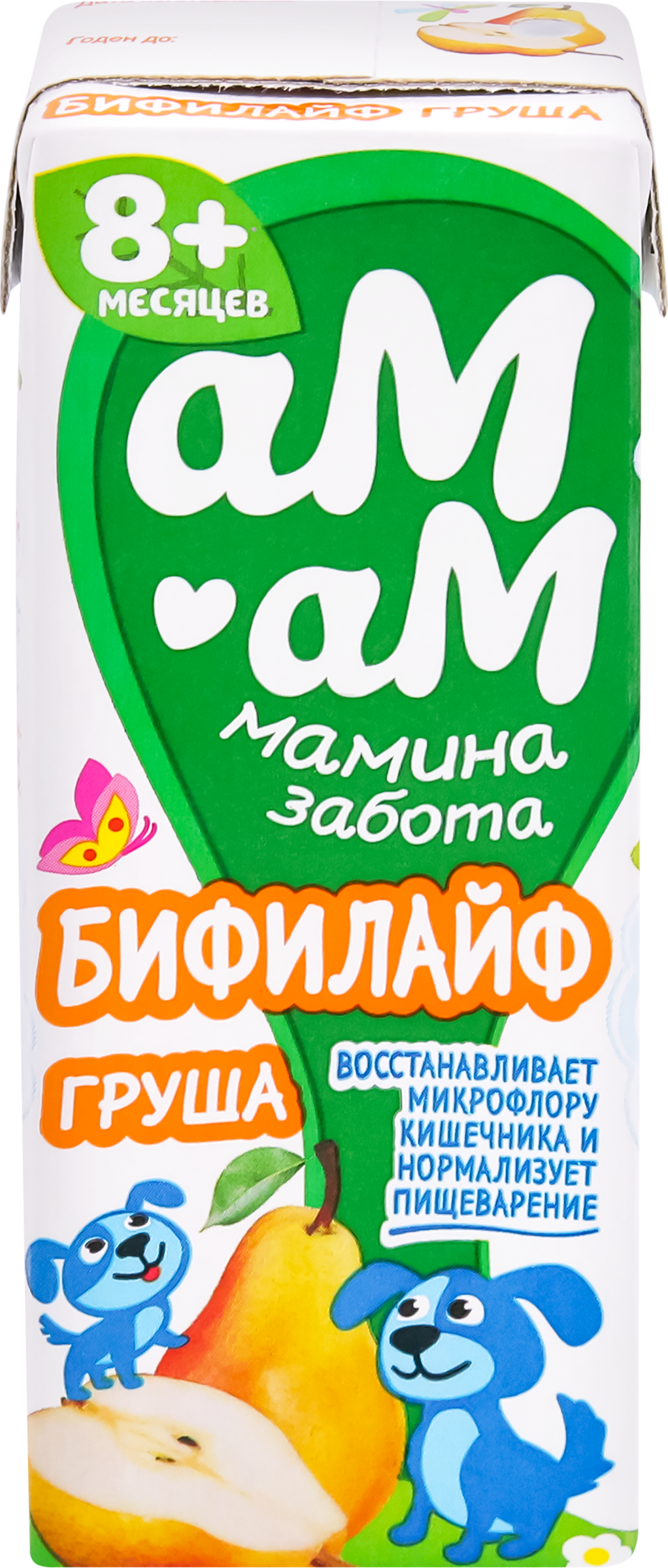 Изображение товара Биопродукт кисломолочный для детей АМ-АМ МАМИНА ЗАБОТА Бифилайф Груша 2,5%, с 8 месяцев, без змж, 210г