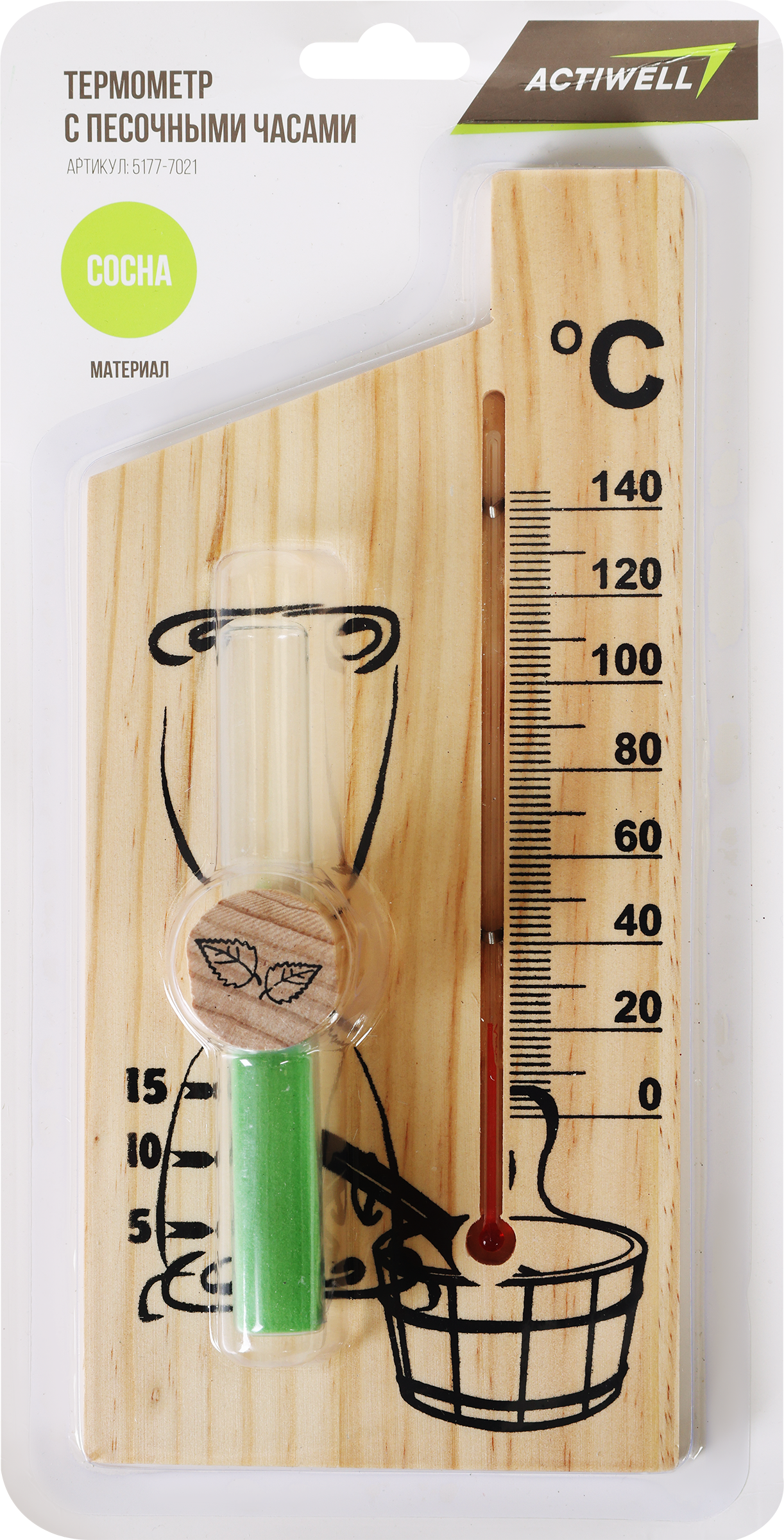 Изображение товара Термометр для бани и сауны с песочными часами, 25,5х12 см, ЧТМ