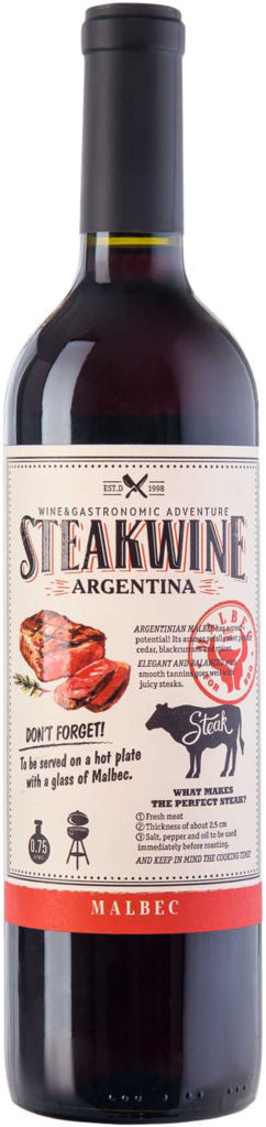 Изображение товара Вино STEAKWINE Мальбек Мендоса красное полусухое, 0.75л