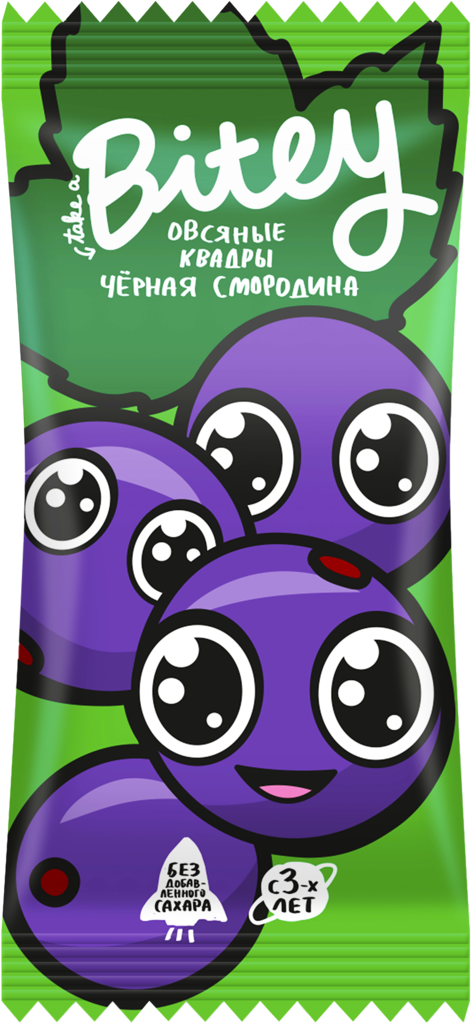 Изображение товара Батончик фруктово-овсяный TAKE A BITEY Квадры Черная смородина, 30г