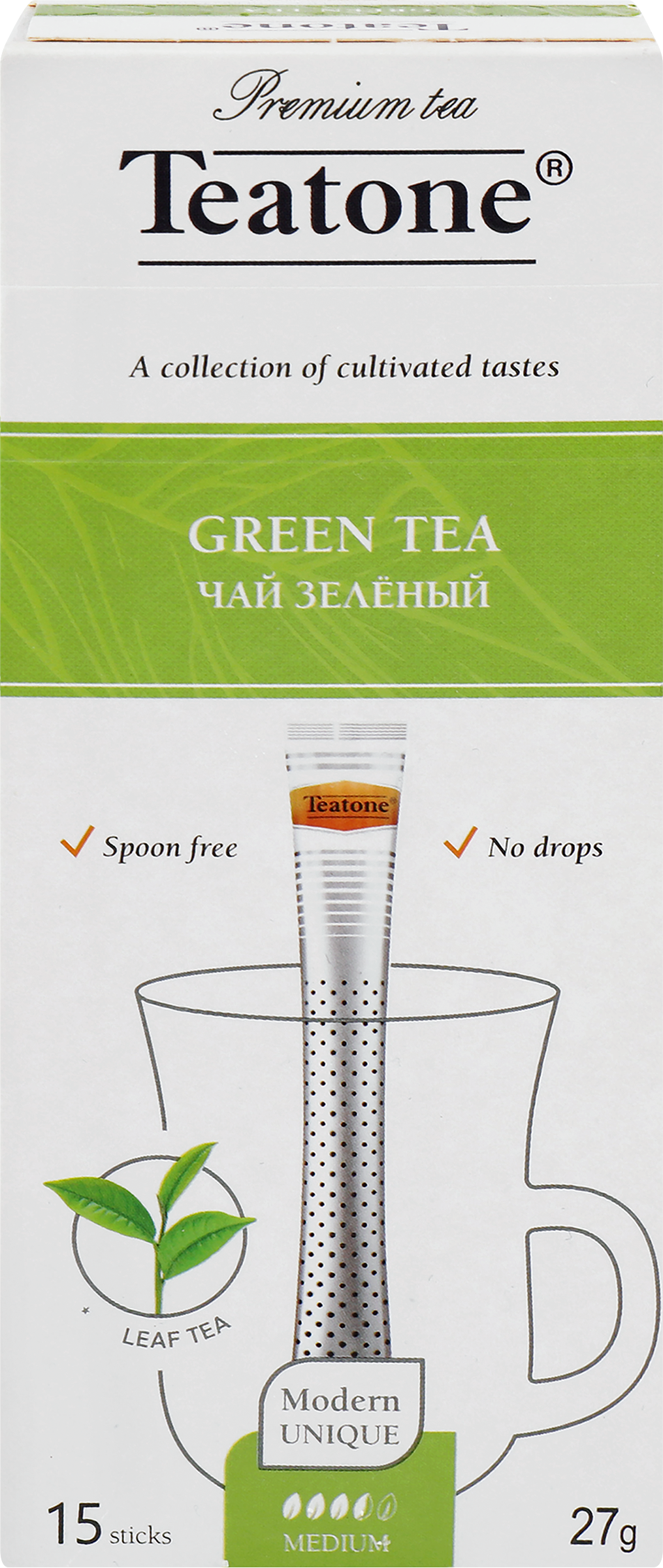Изображение товара Зеленый чай TEATONE в стиках 15 шт природный вкус и польза