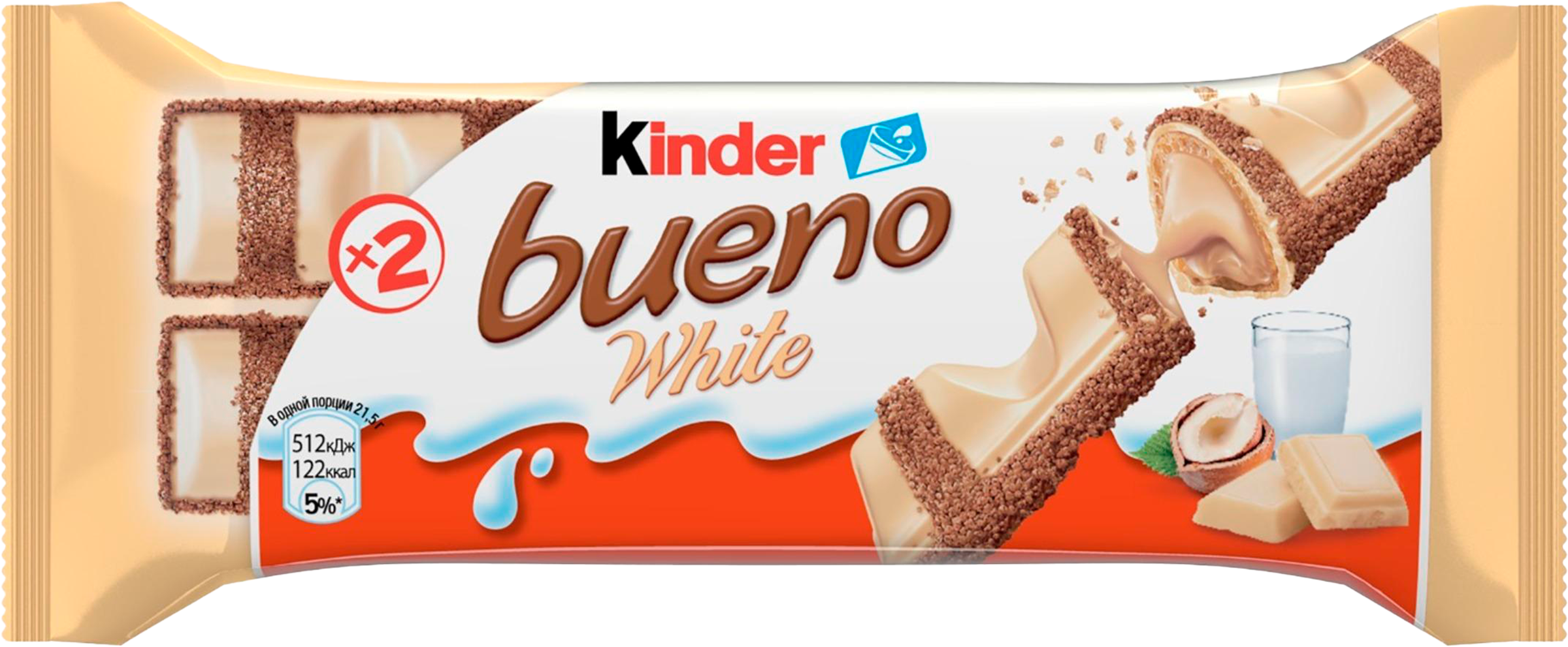 Изображение товара Вафли KINDER Bueno White в белом шоколаде, 39г