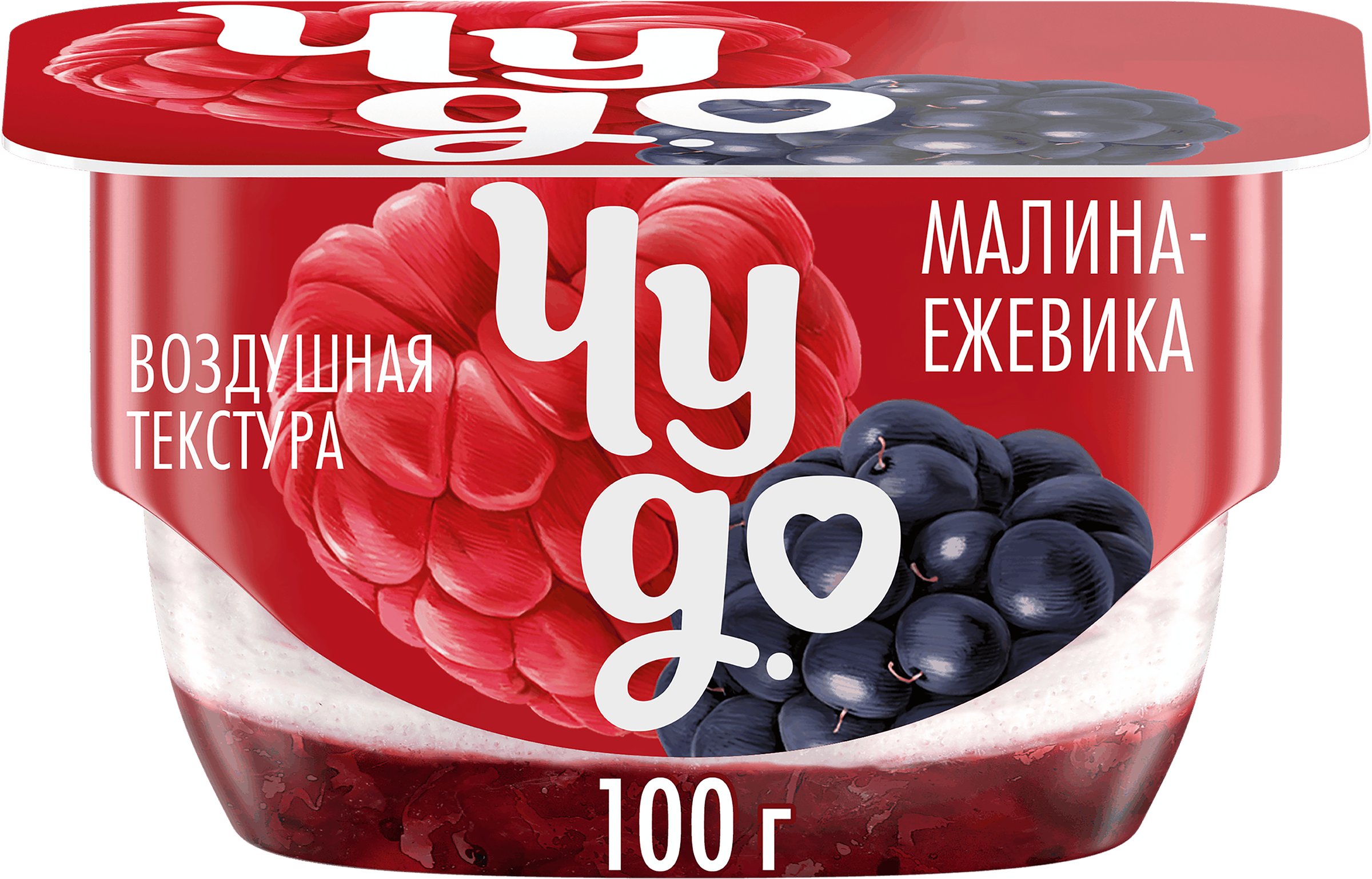 Изображение товара Десерт творожный ЧУДО Творожок взбитый Малина ежевика двухслойный 100г
