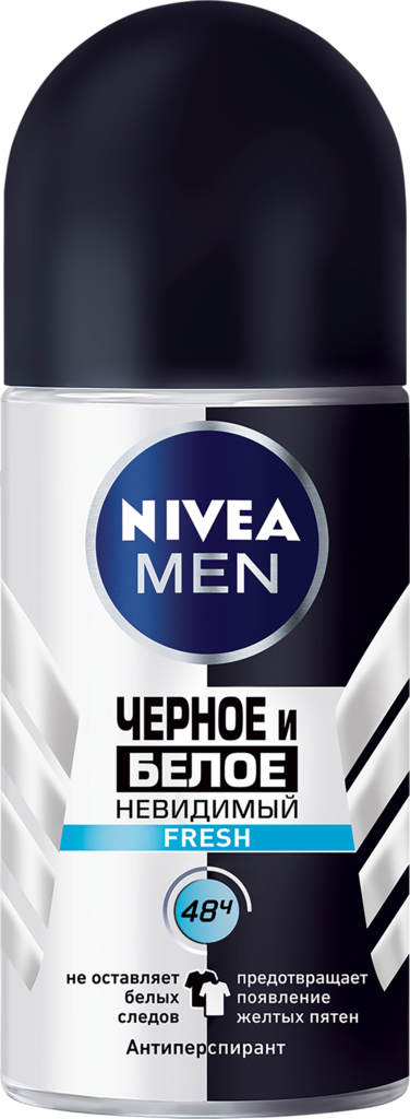 Изображение товара Дезодорант-антиперспирант роликовый мужской NIVEA Fresh Черное и Белое Невидимый, 50мл