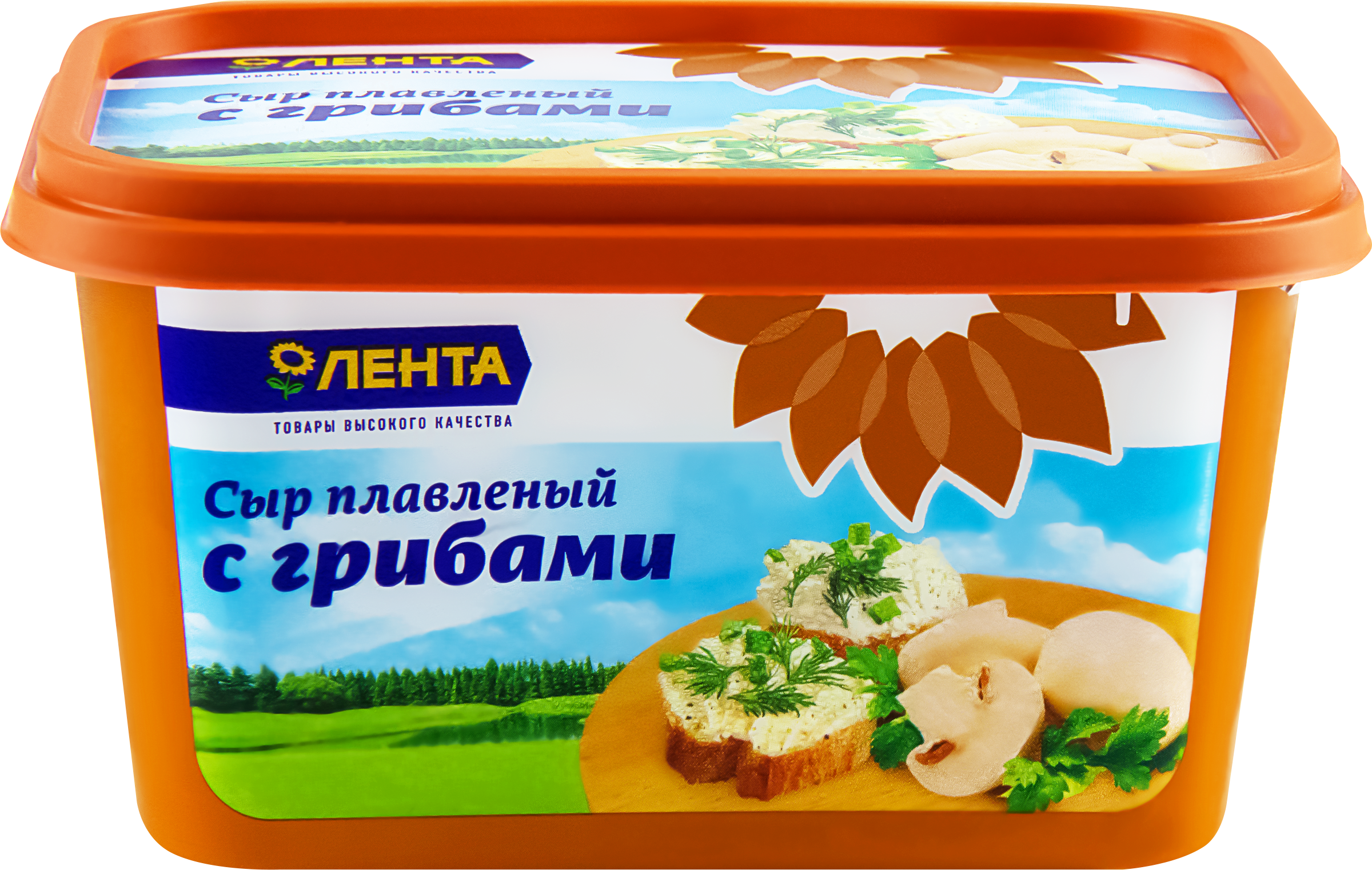 Изображение товара Сыр плавленый ЛЕНТА с грибами 50% 400г в пластиковом контейнере
