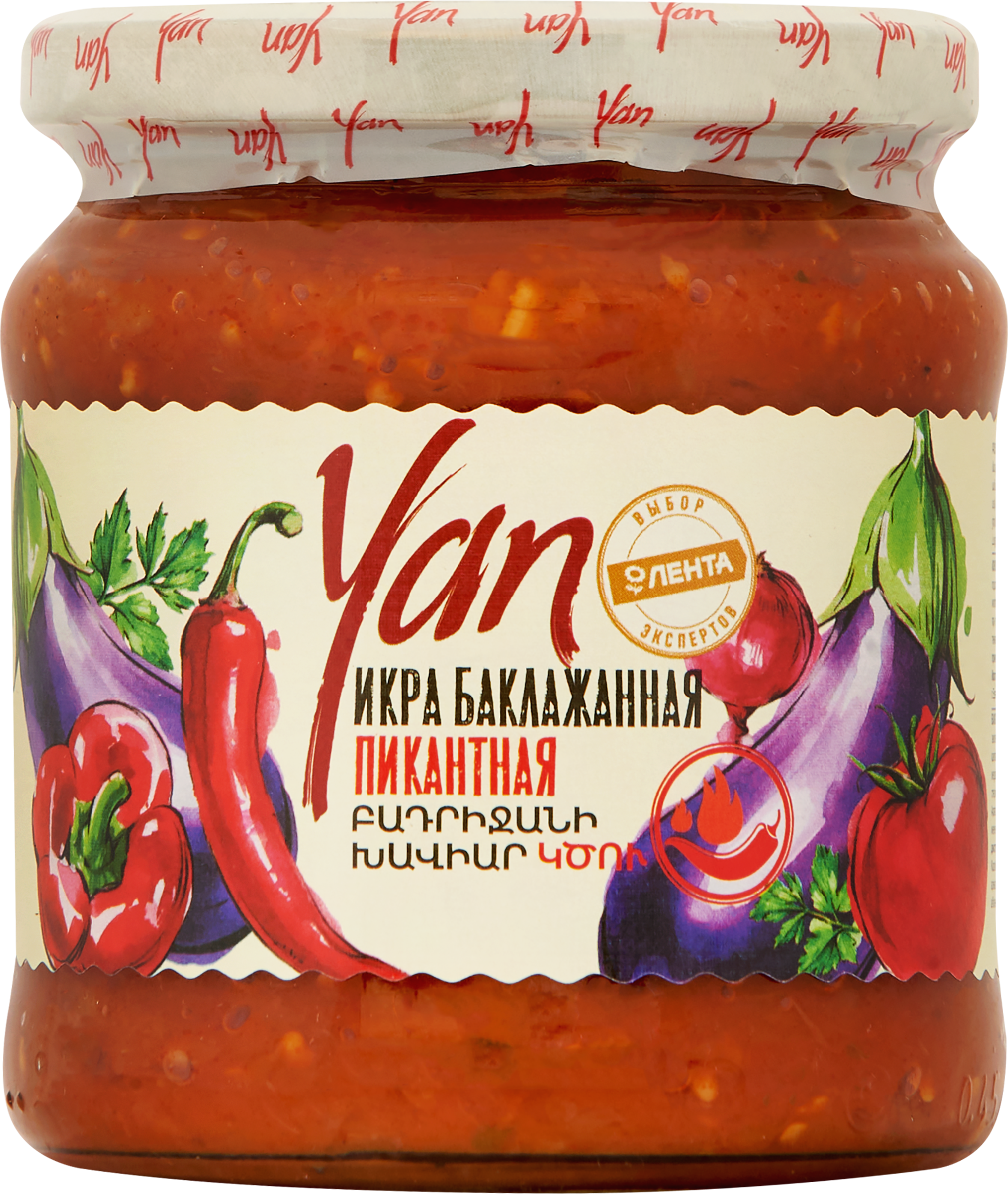 Изображение товара Икра баклажанная YAN Пикантная 470г - натуральная закуска с пряностями