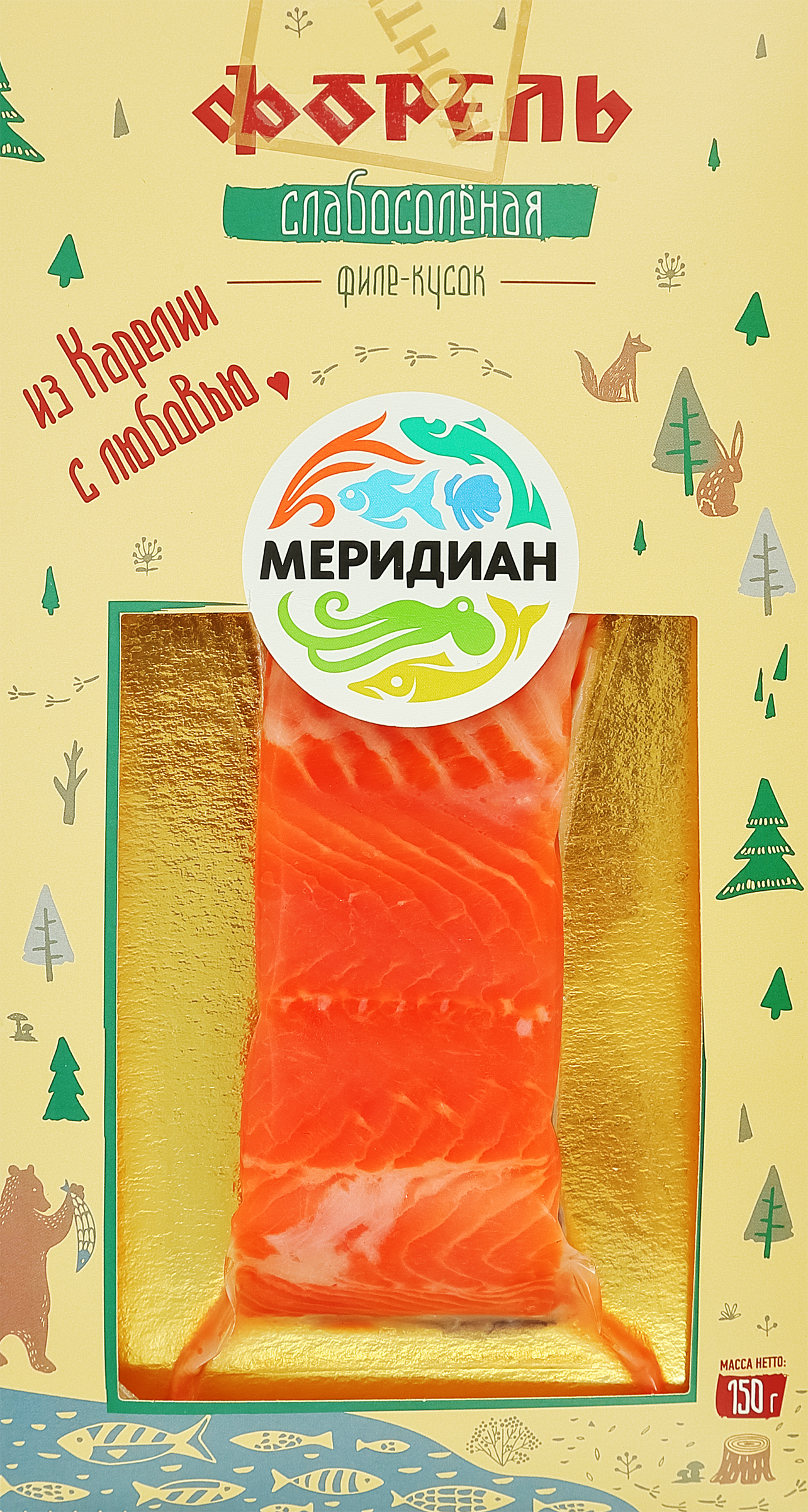 Изображение товара Форель слабосоленая МЕРИДИАН филе-кусок, 150г